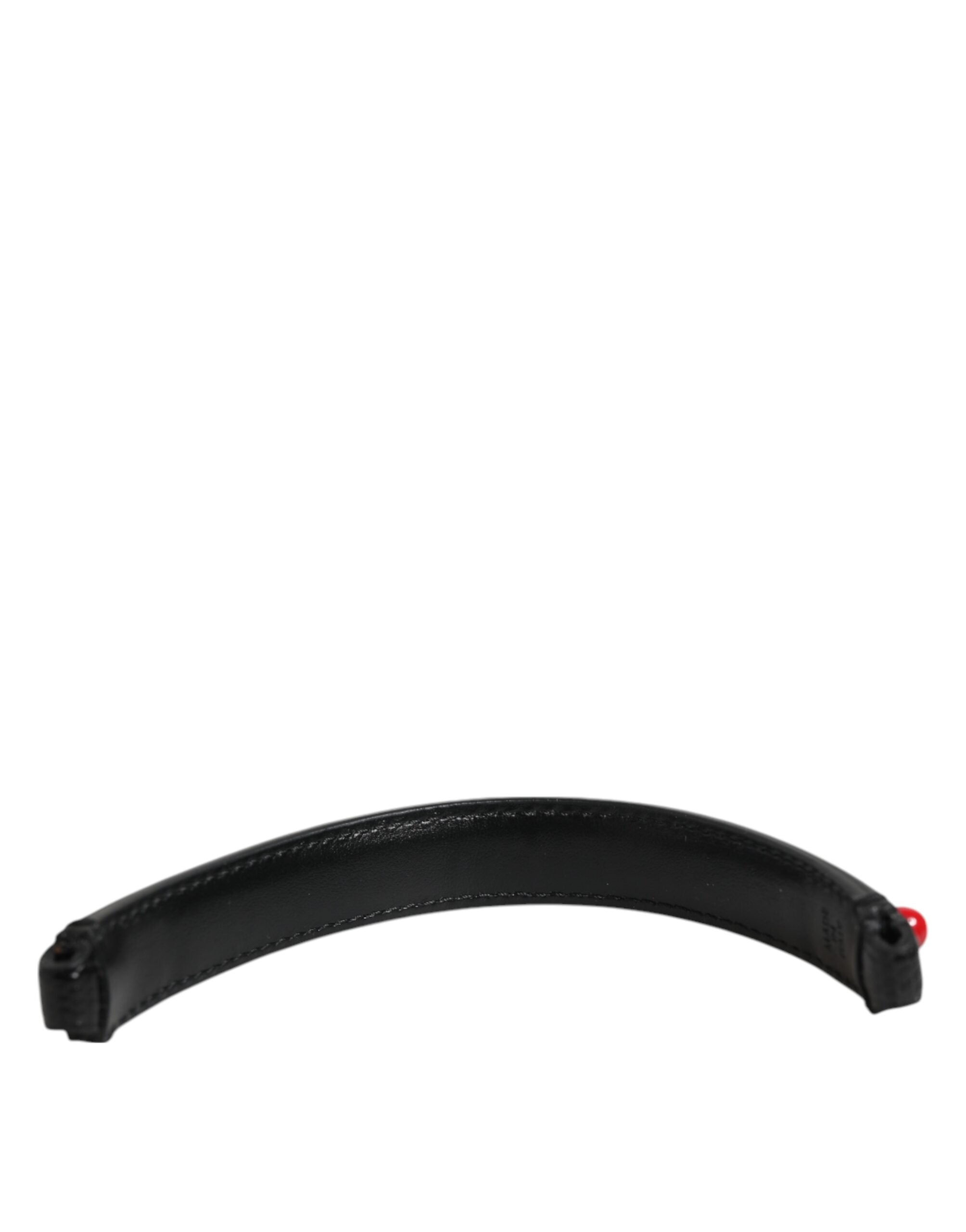 Dolce & Gabbana Black Embellished Leather Bag Handle Women Shoulder Strap Dolce & Gabbana