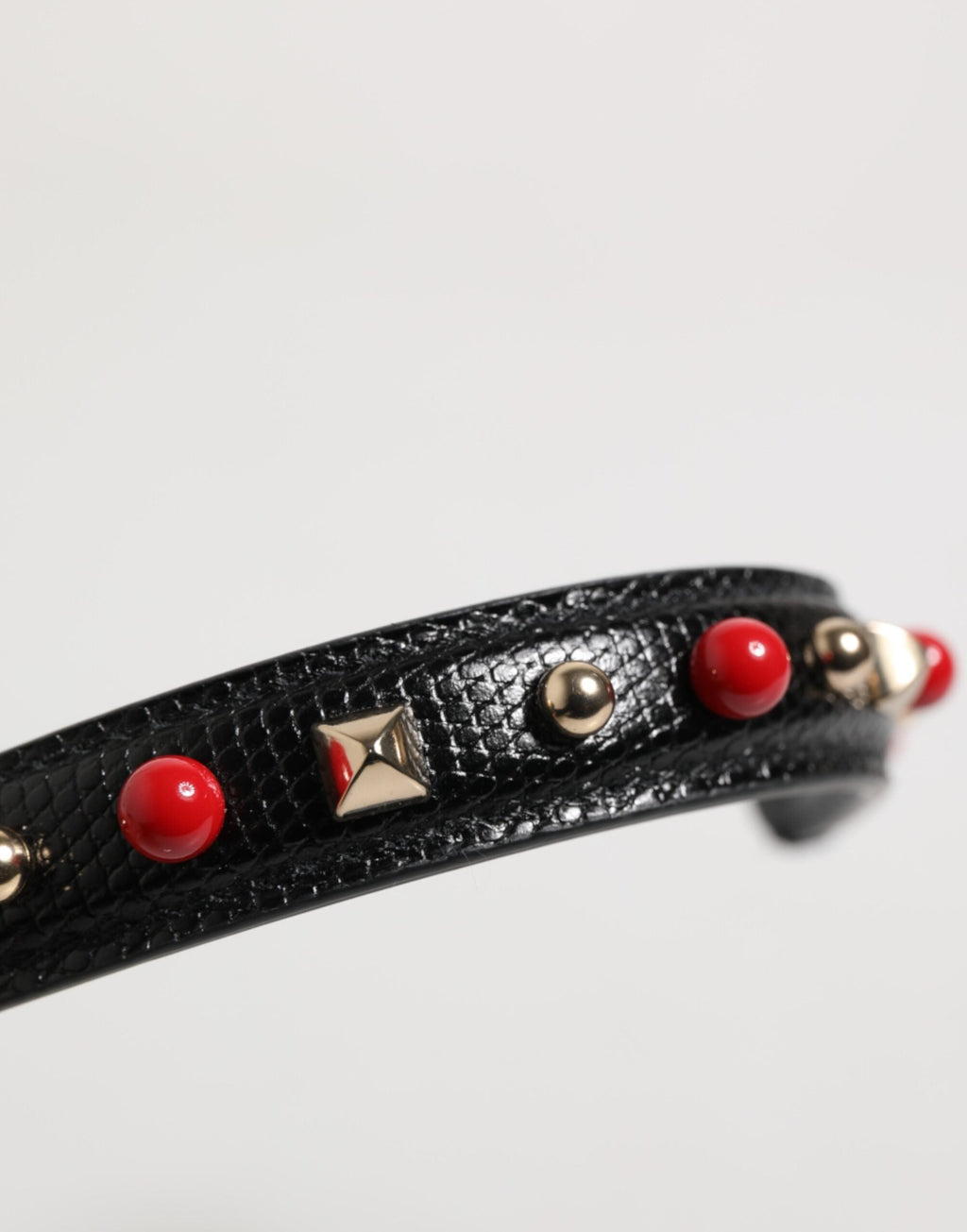 Dolce & Gabbana Black Embellished Leather Bag Handle Women Shoulder Strap Dolce & Gabbana