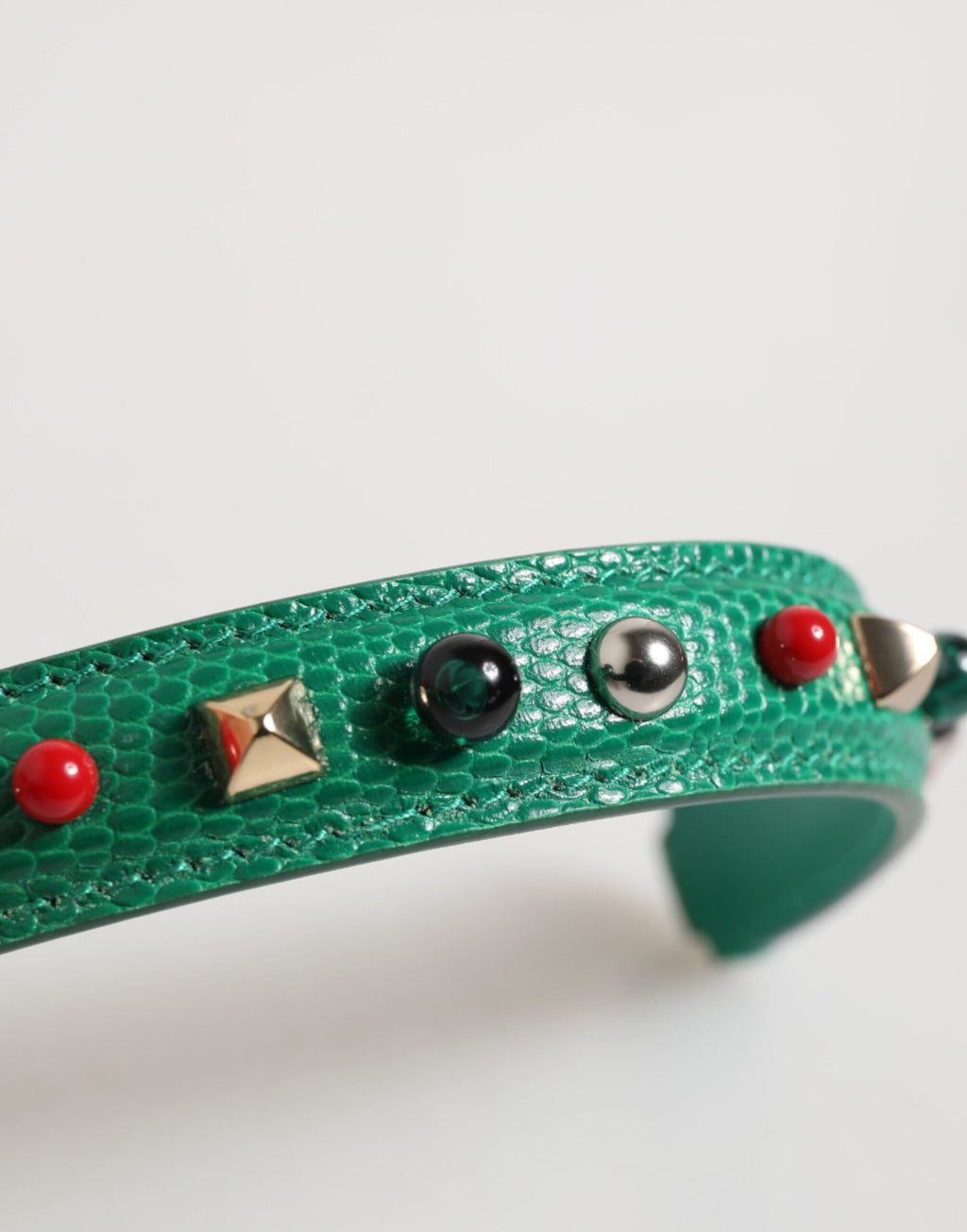 Dolce & Gabbana Green Embellished Leather Bag Handle Women Shoulder Strap Dolce & Gabbana