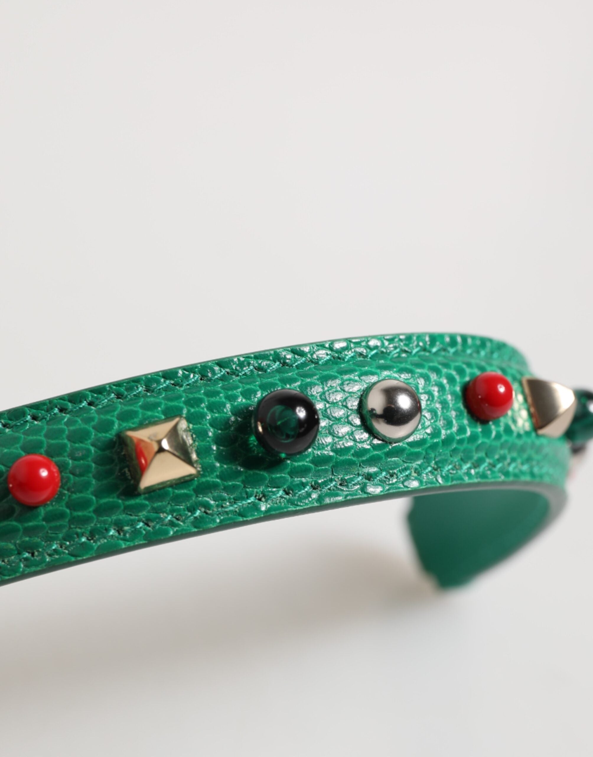 Dolce & Gabbana Green Embellished Leather Bag Handle Women Shoulder Strap Dolce & Gabbana