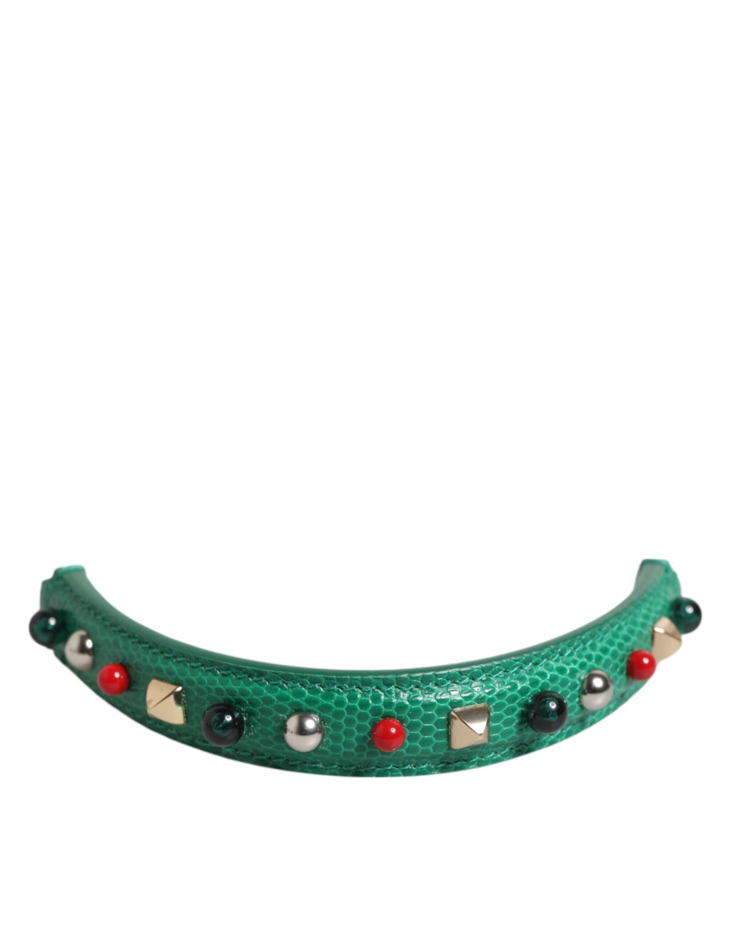 Dolce & Gabbana Green Embellished Leather Bag Handle Women Shoulder Strap Dolce & Gabbana