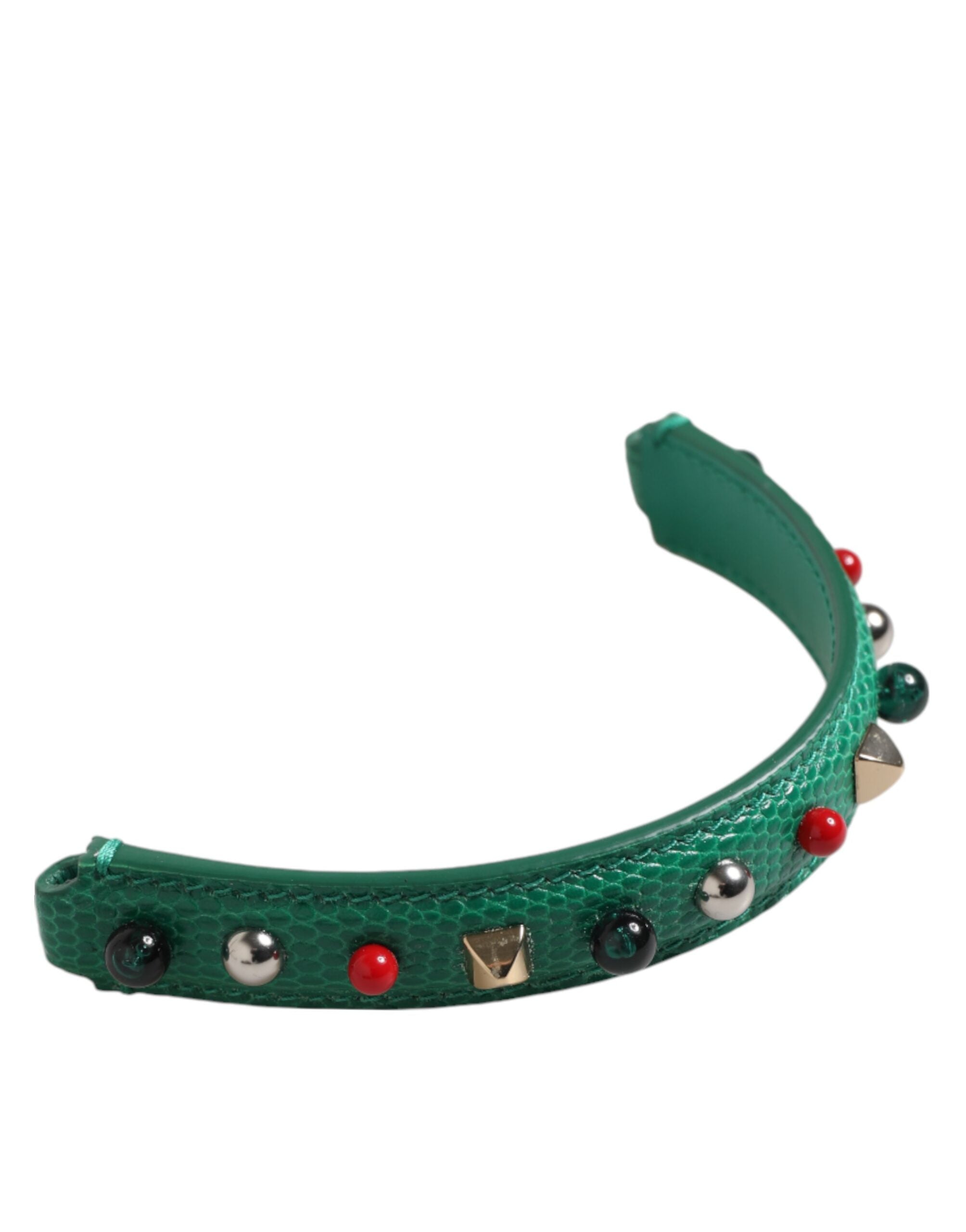 Dolce & Gabbana Green Embellished Leather Bag Handle Women Shoulder Strap Dolce & Gabbana