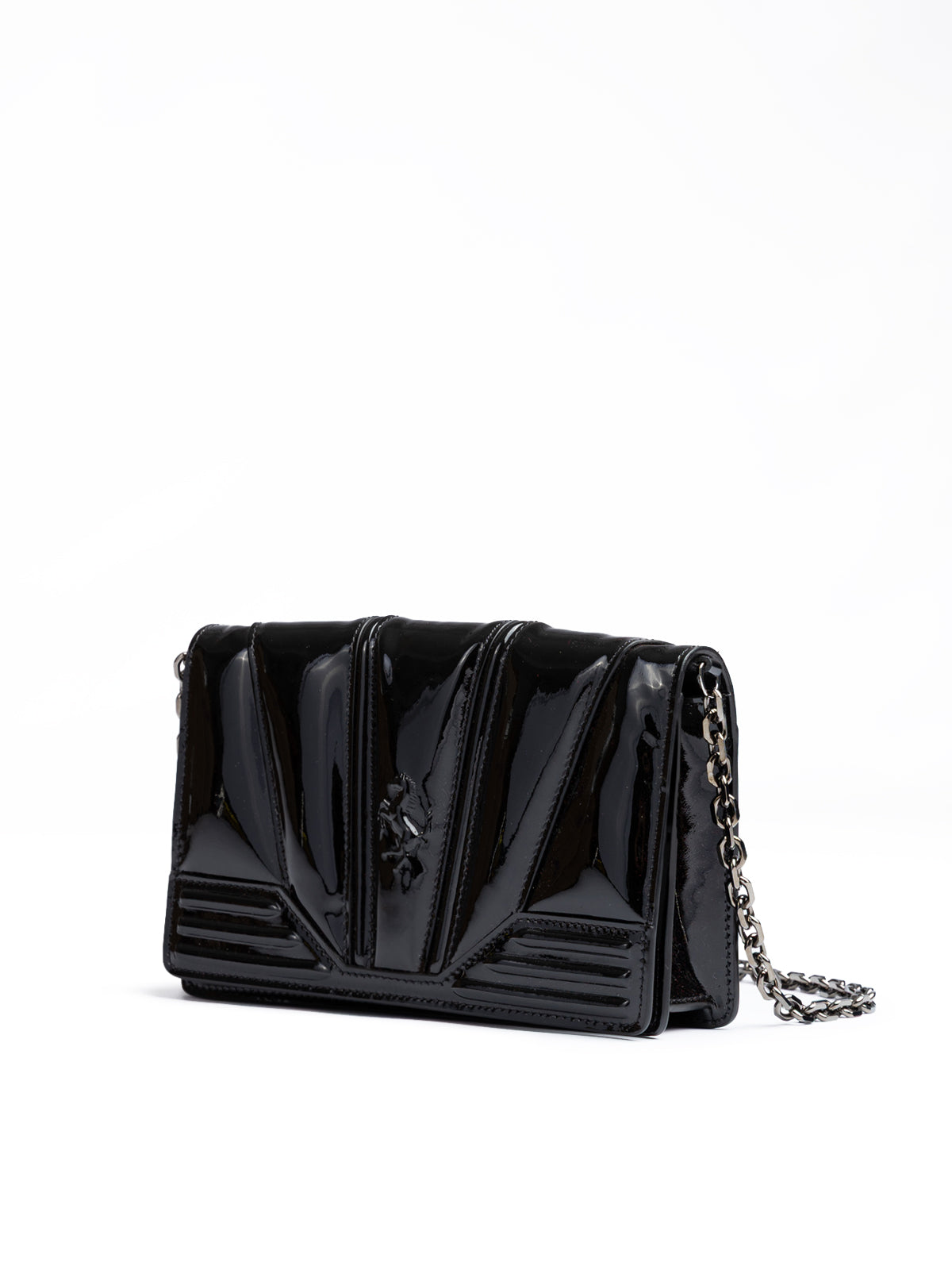 Ferrari Black GT patent leather bag with chain Ferrari