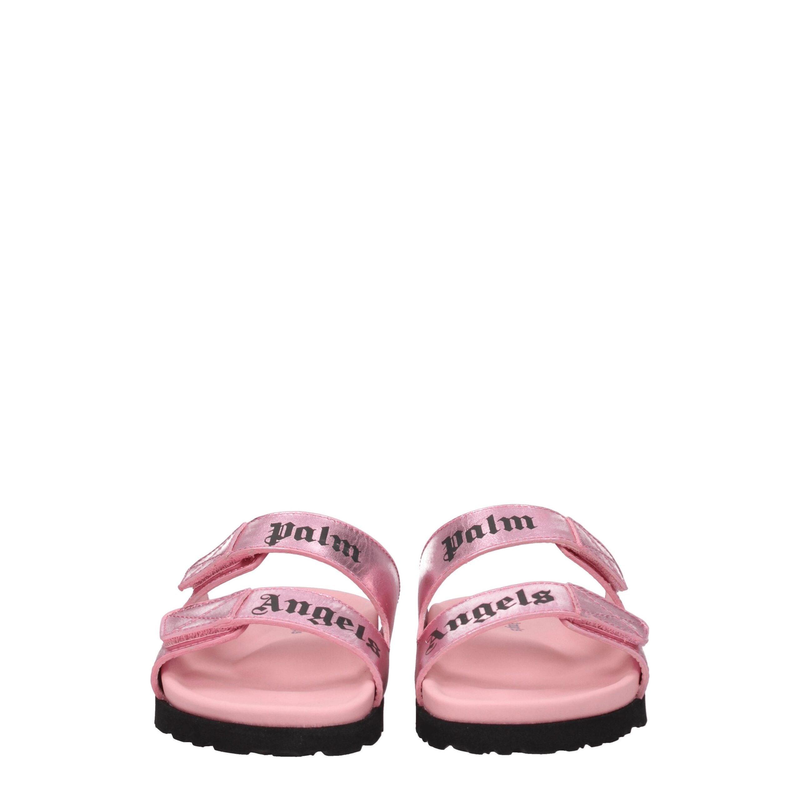 Palm Angels Pink Leather Slippers Sandals Palm Angels