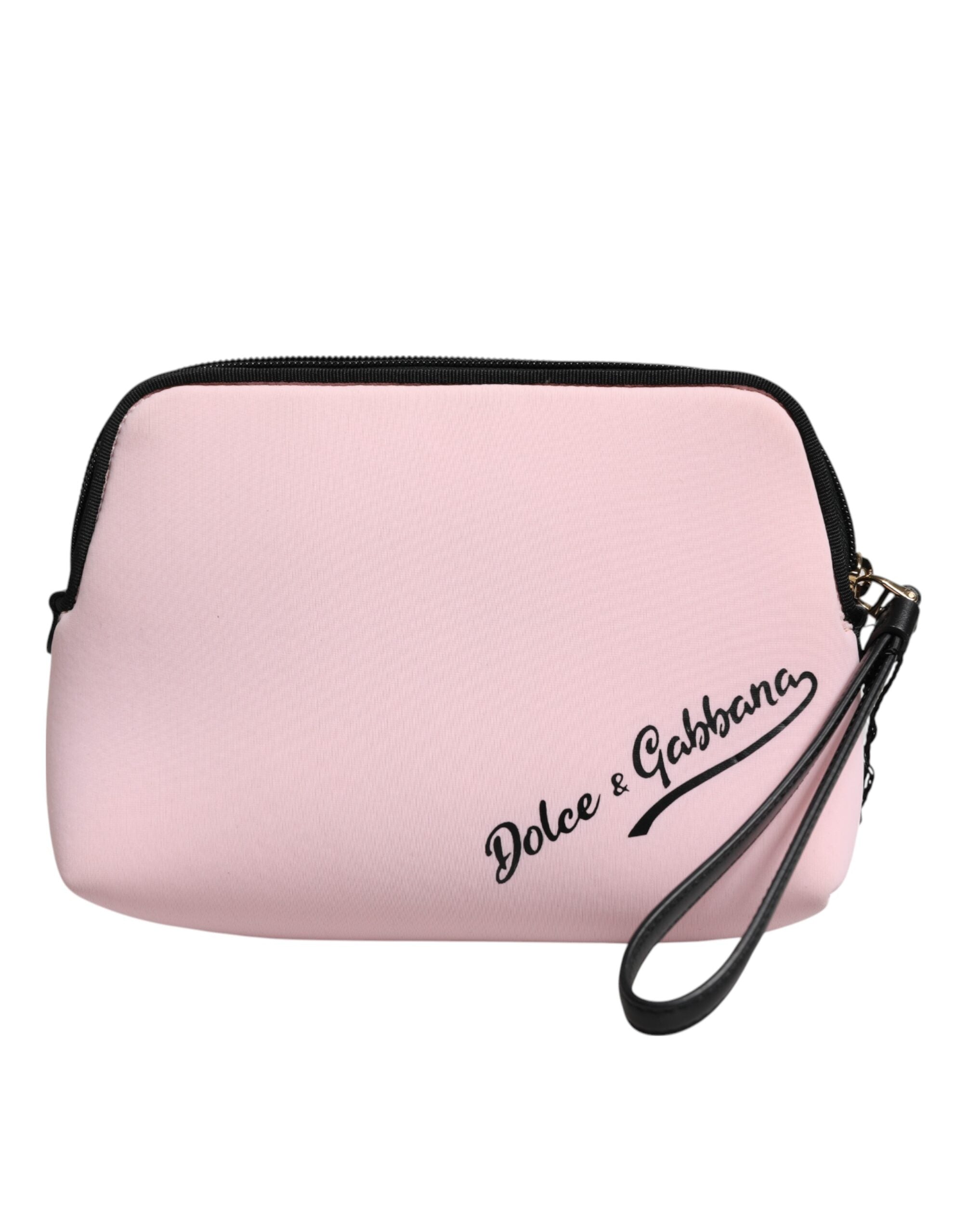 Dolce & Gabbana Pink Solid Nylon DG Logo Print Clutch Zip Borse Pouch Bag Dolce & Gabbana