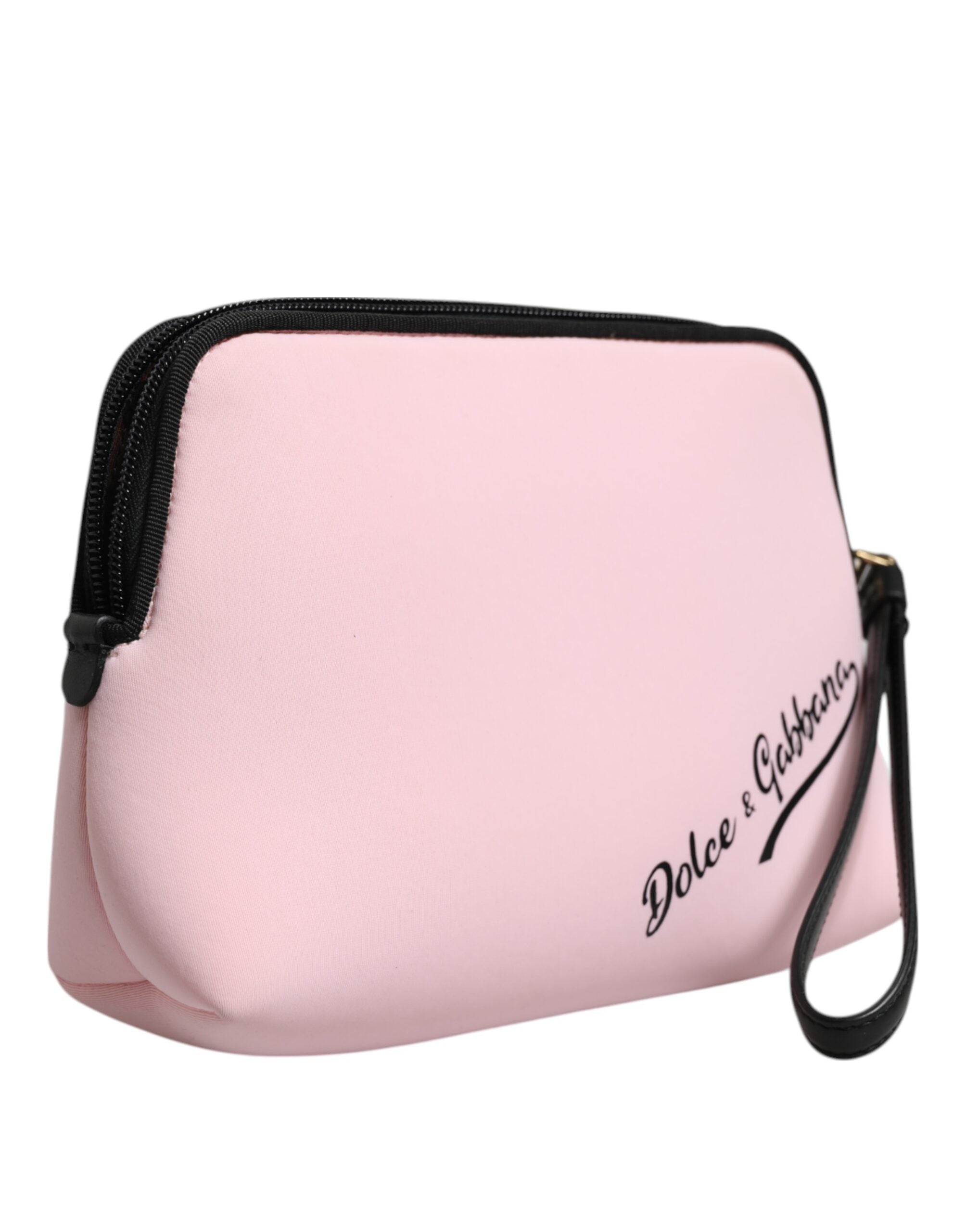 Dolce & Gabbana Pink Solid Nylon DG Logo Print Clutch Zip Borse Pouch Bag Dolce & Gabbana
