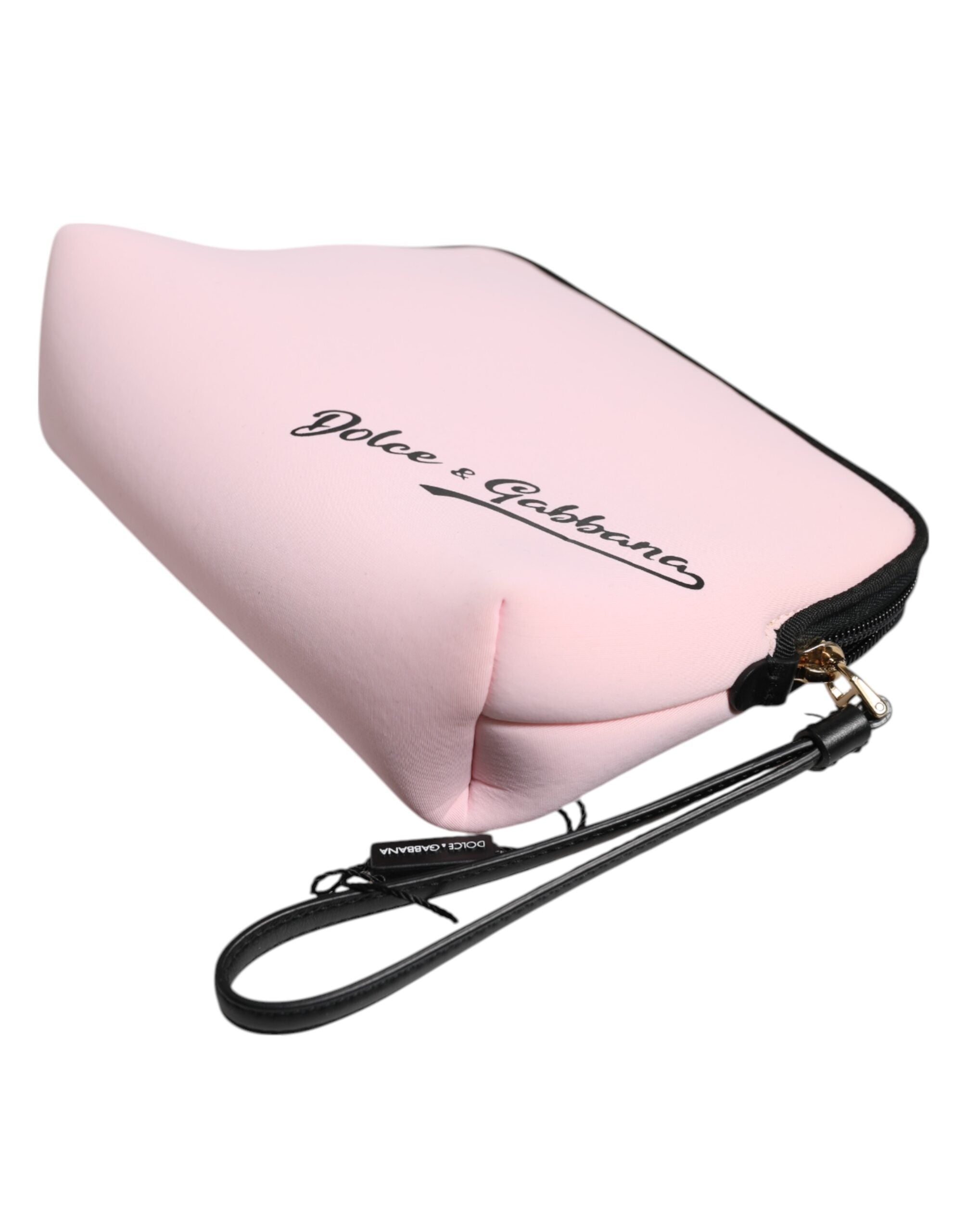 Dolce & Gabbana Pink Solid Nylon DG Logo Print Clutch Zip Borse Pouch Bag Dolce & Gabbana