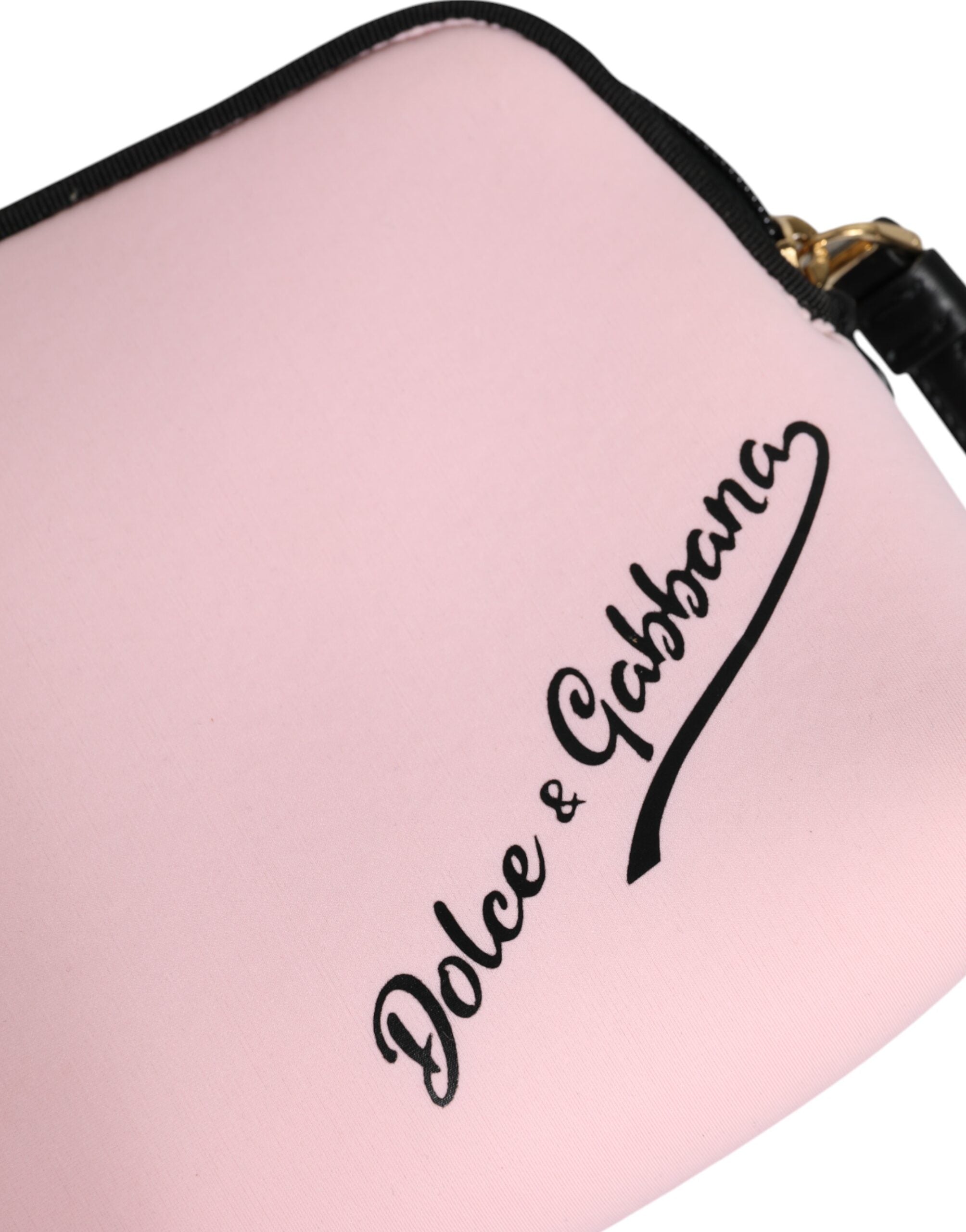 Dolce & Gabbana Pink Solid Nylon DG Logo Print Clutch Zip Borse Pouch Bag Dolce & Gabbana