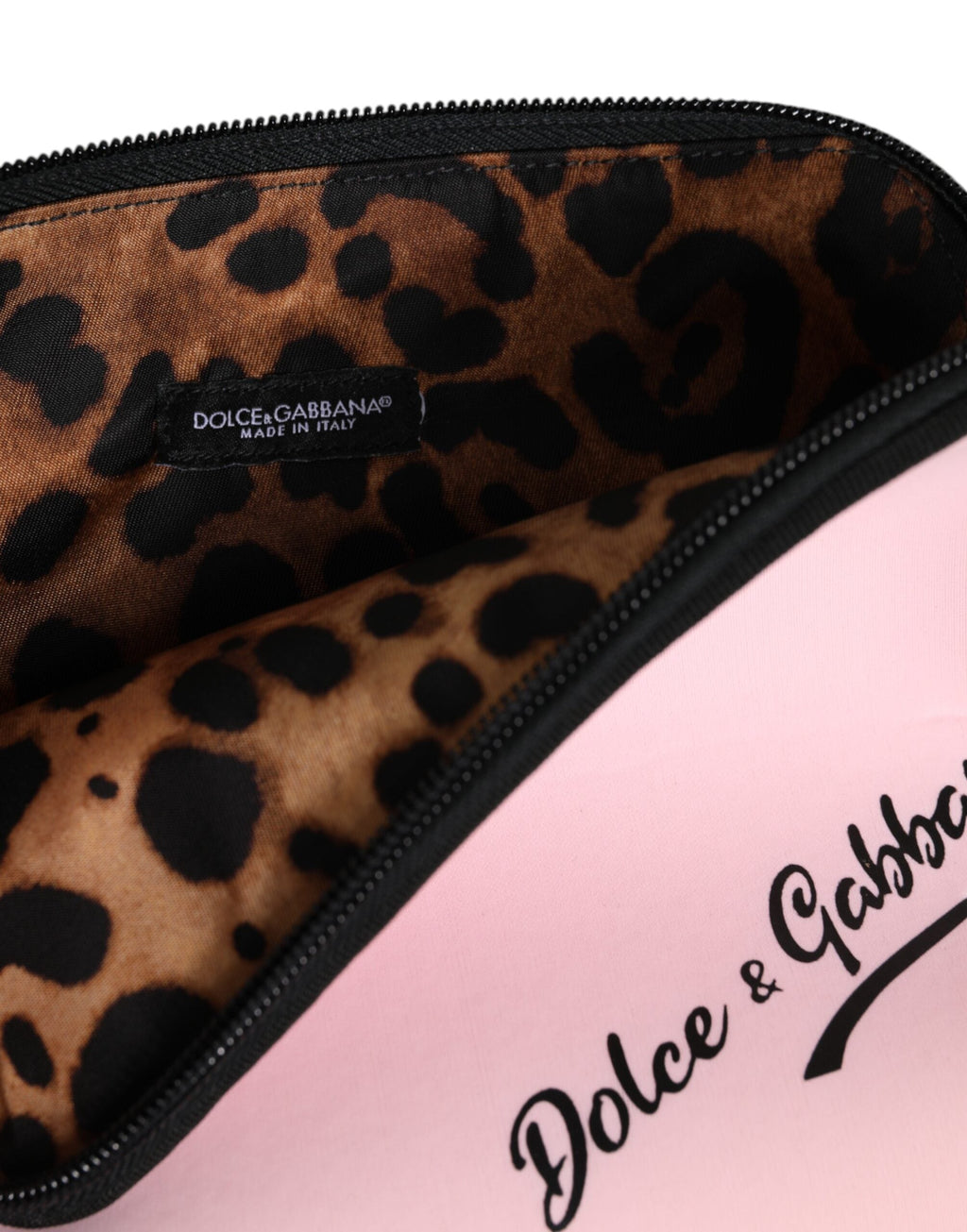 Dolce & Gabbana Pink Solid Nylon DG Logo Print Clutch Zip Borse Pouch Bag Dolce & Gabbana