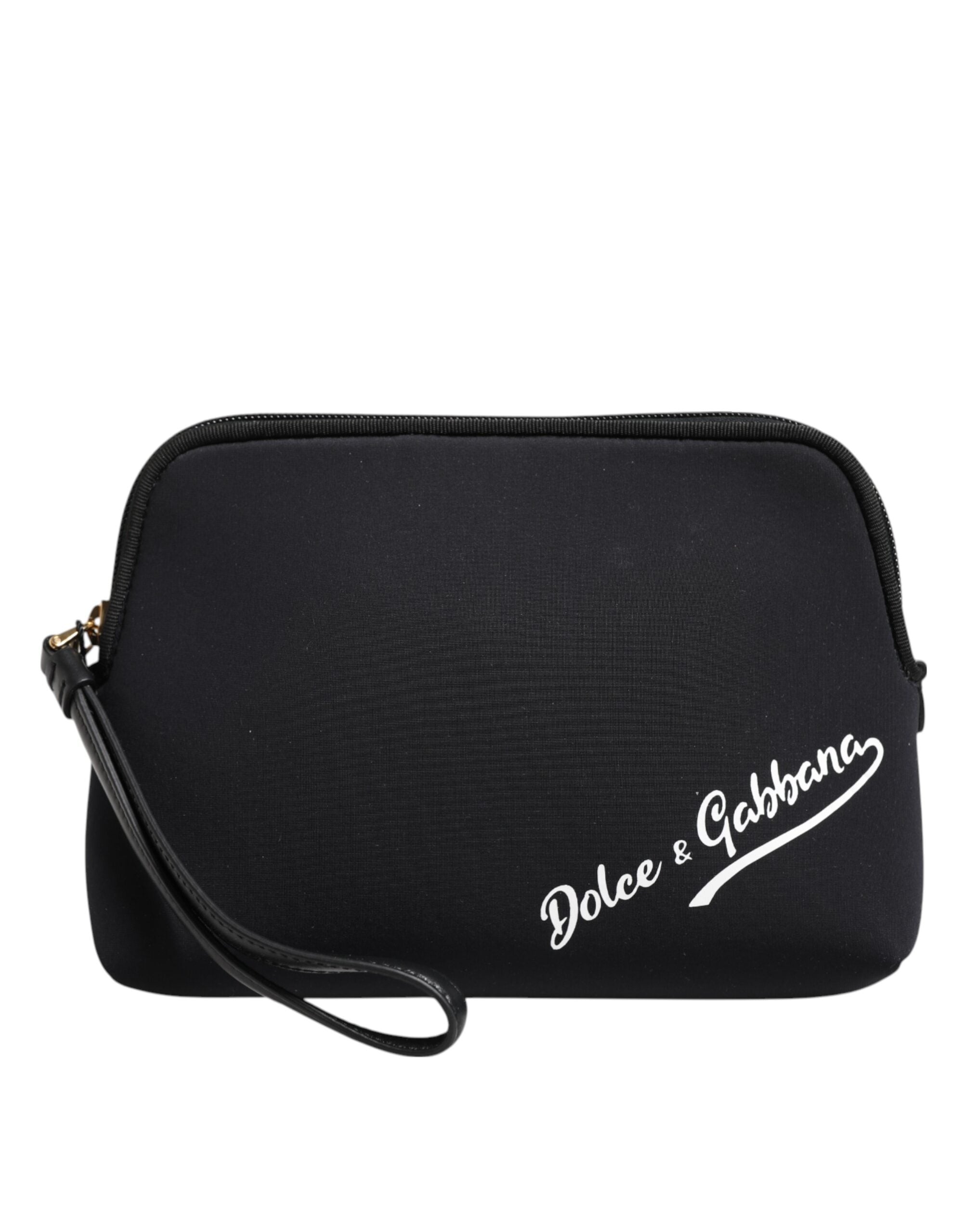 Dolce & Gabbana Black Solid Nylon DG LogoPrint Clutch Zip Borse Pouch Bag Dolce & Gabbana
