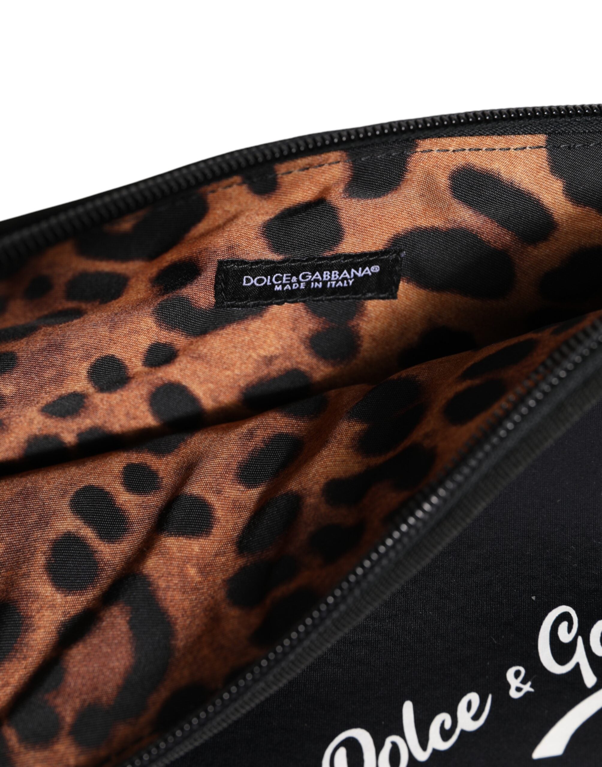 Dolce & Gabbana Black Solid Nylon DG LogoPrint Clutch Zip Borse Pouch Bag Dolce & Gabbana