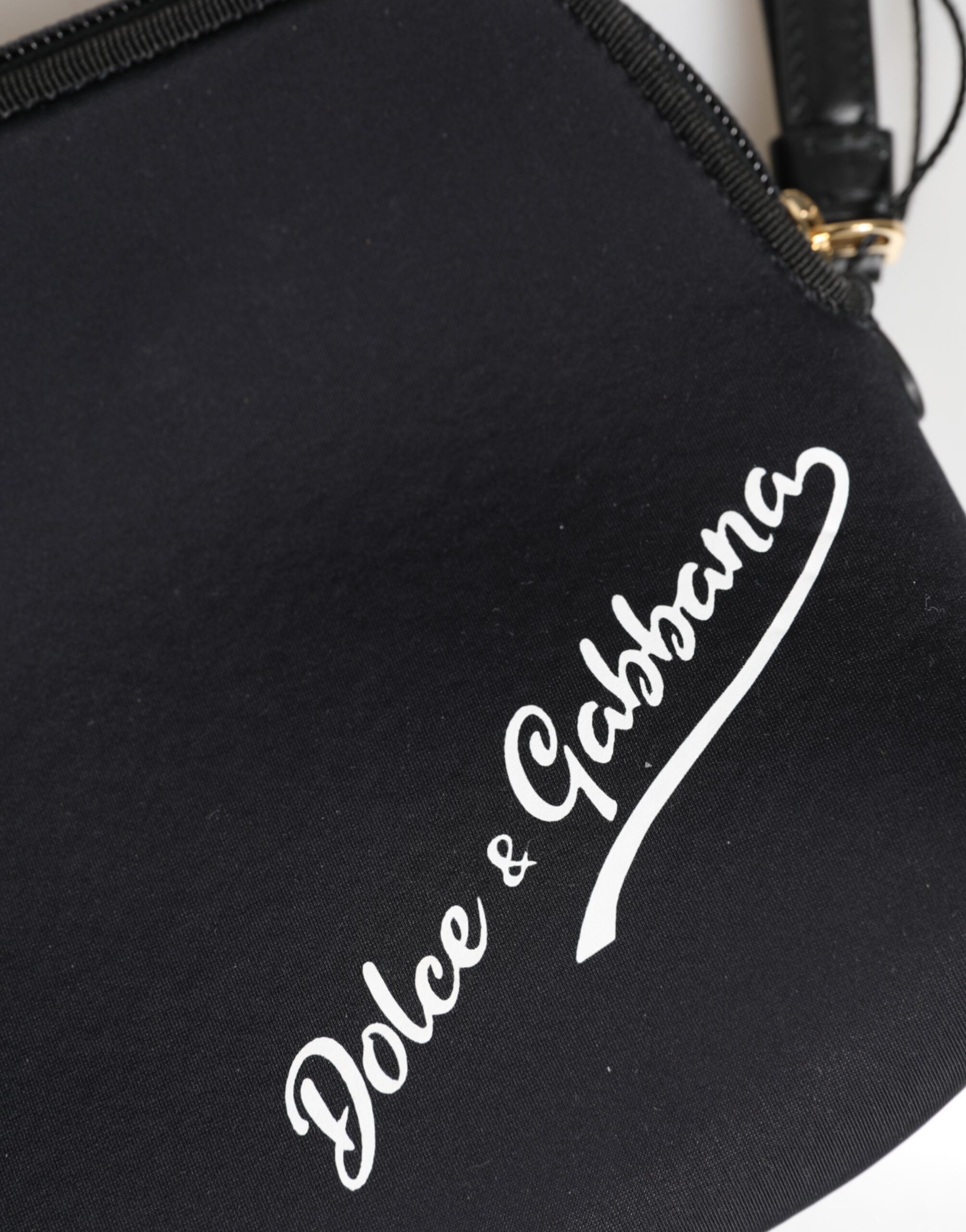 Dolce & Gabbana Black Solid Nylon DG LogoPrint Clutch Zip Borse Pouch Bag Dolce & Gabbana