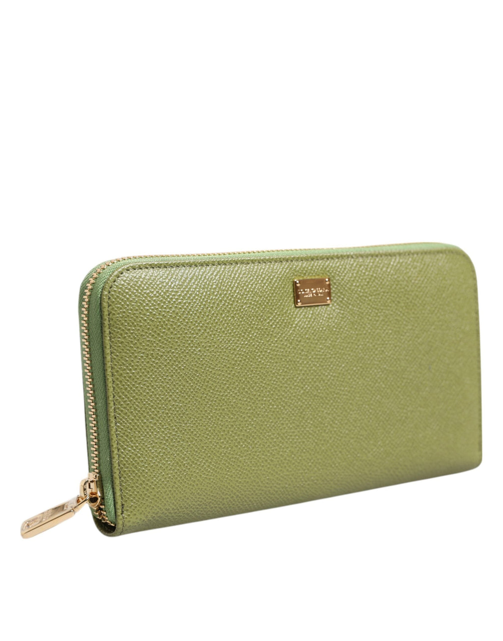 Dolce & Gabbana Green Leather Logo Plaque Zip Around Continenta Wallet Dolce & Gabbana