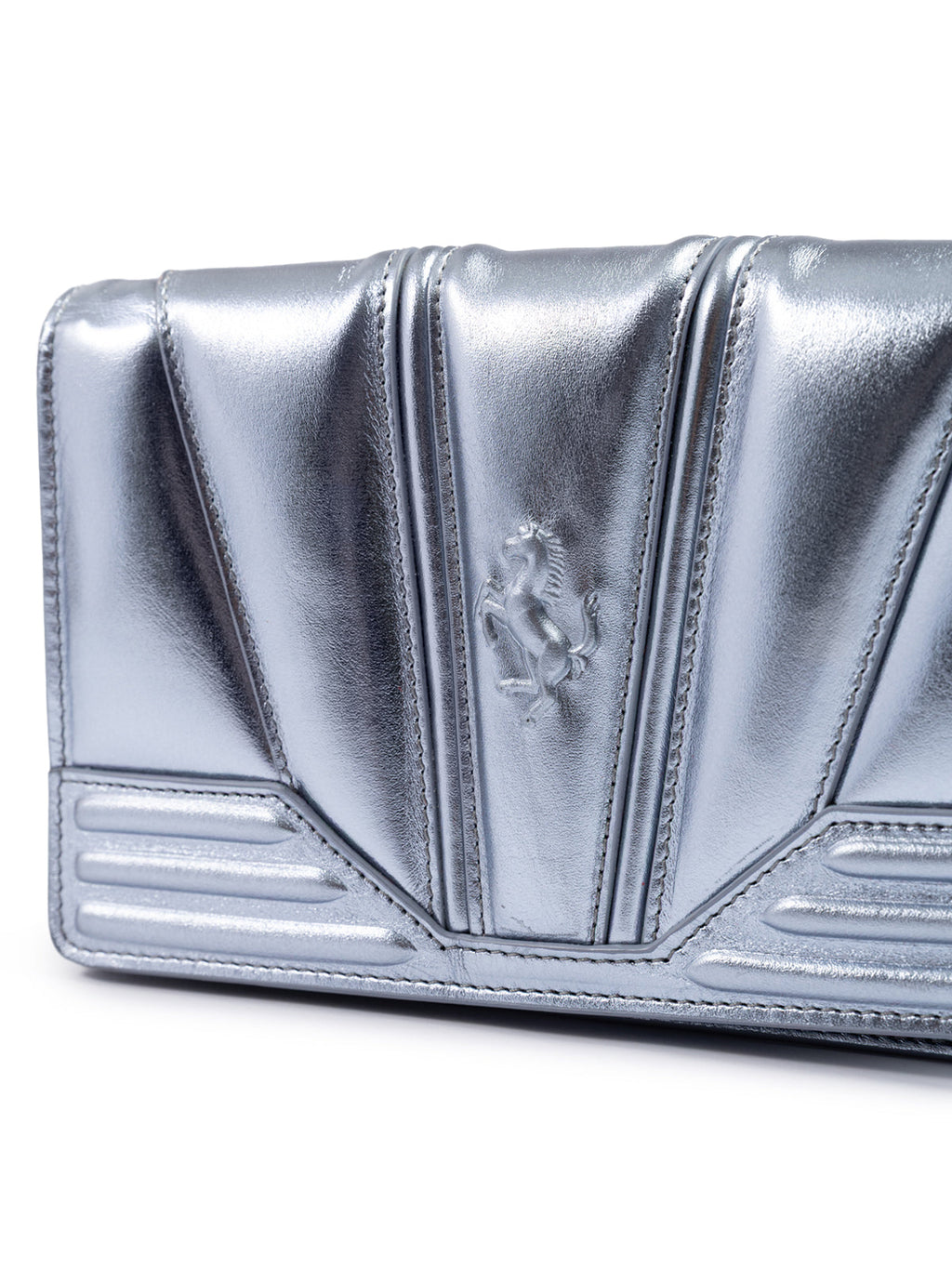 Ferrari Metal light blue GT patent leather bag with chain Ferrari