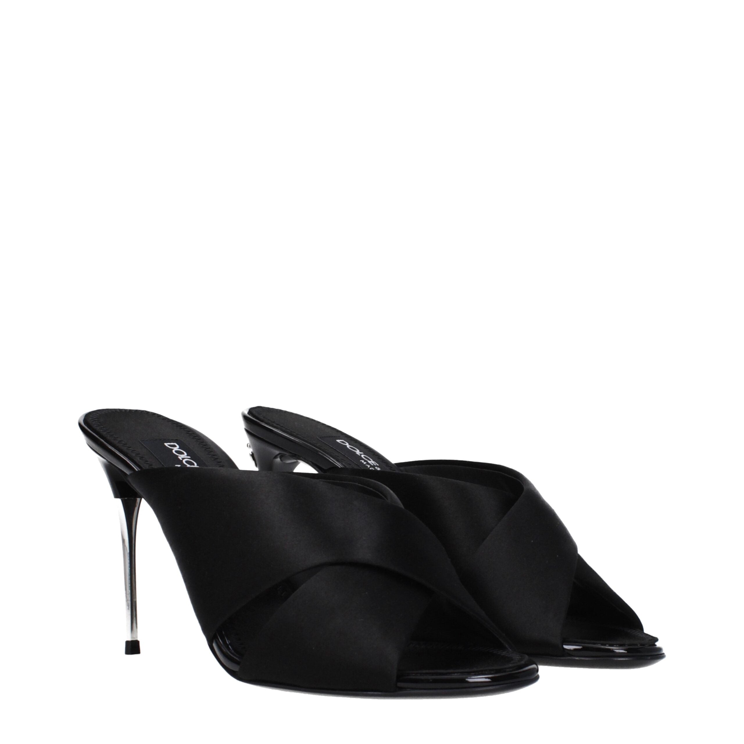 Dolce & Gabbana Black Satin Stiletto Heel Sandals Dolce & Gabbana