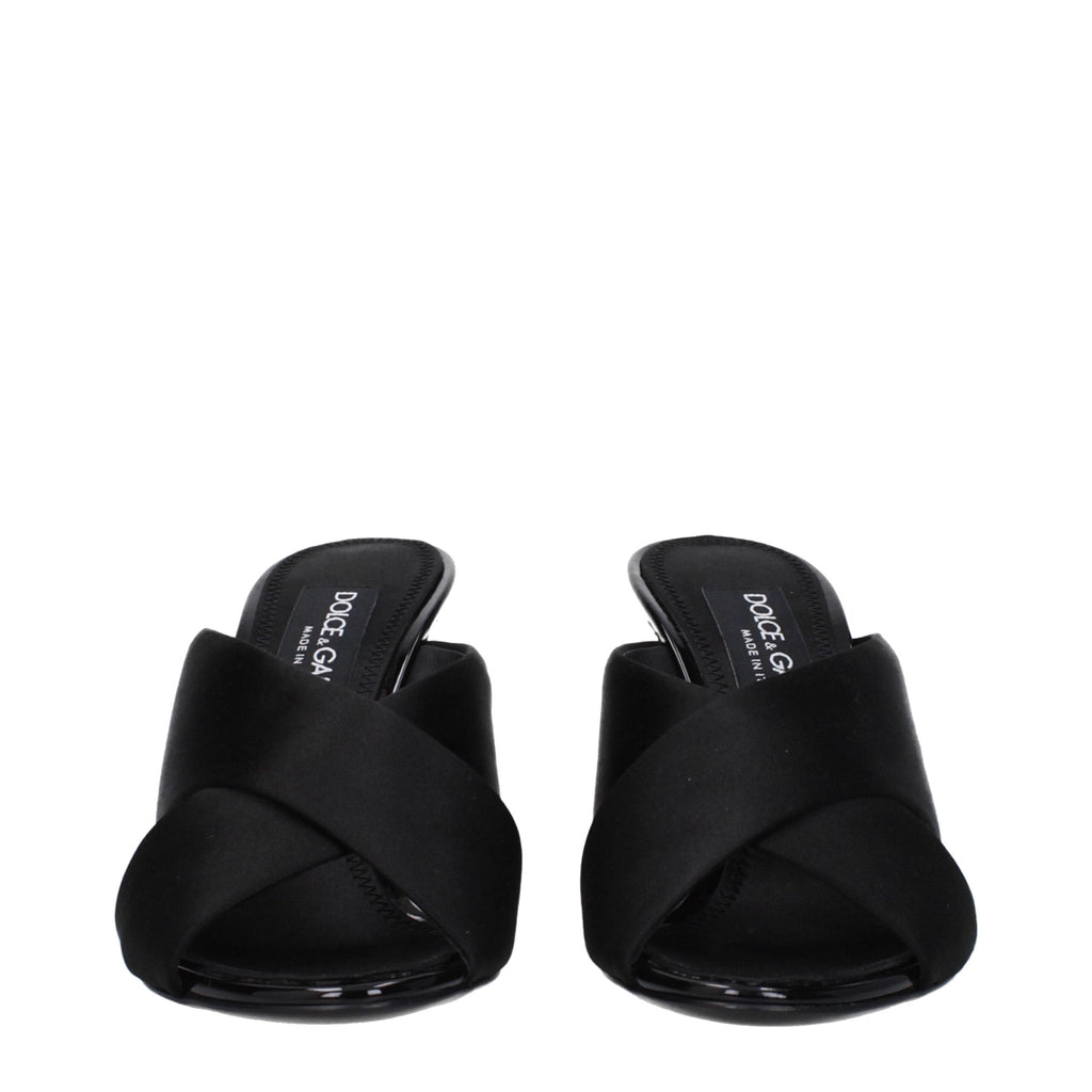 Dolce & Gabbana Black Satin Stiletto Heel Sandals Dolce & Gabbana