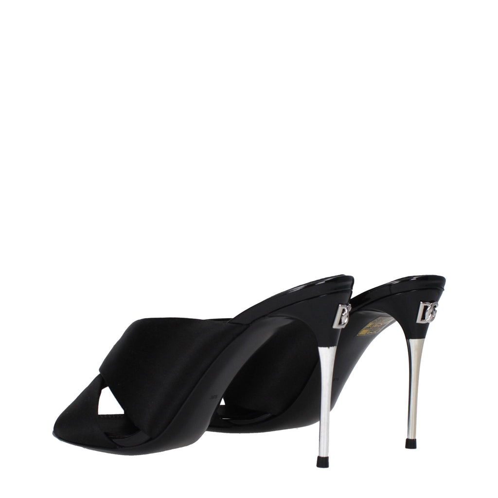Dolce & Gabbana Black Satin Stiletto Heel Sandals Dolce & Gabbana