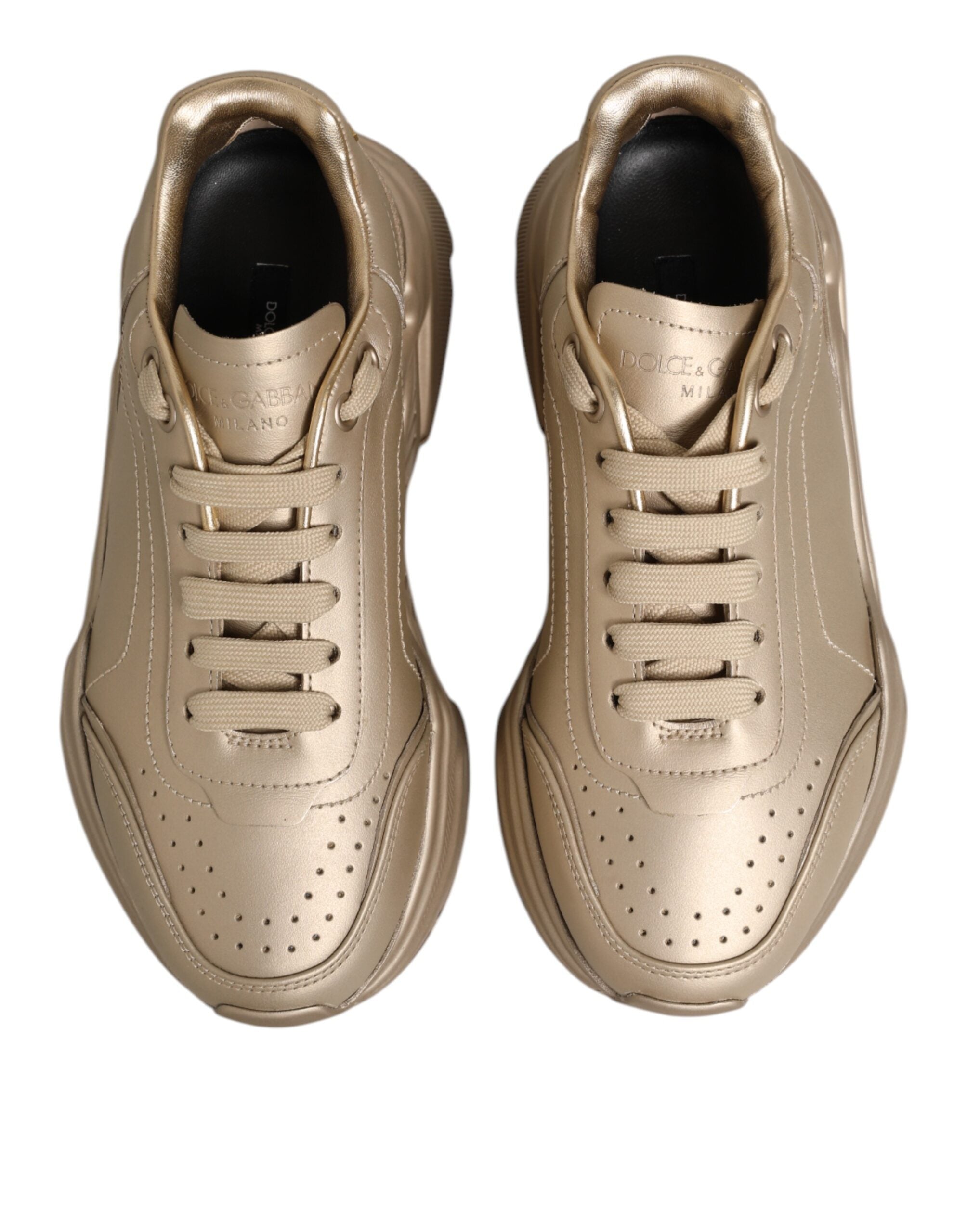 Dolce & Gabbana Gold Leather Daymaster Women Sneaker Shoes Dolce & Gabbana