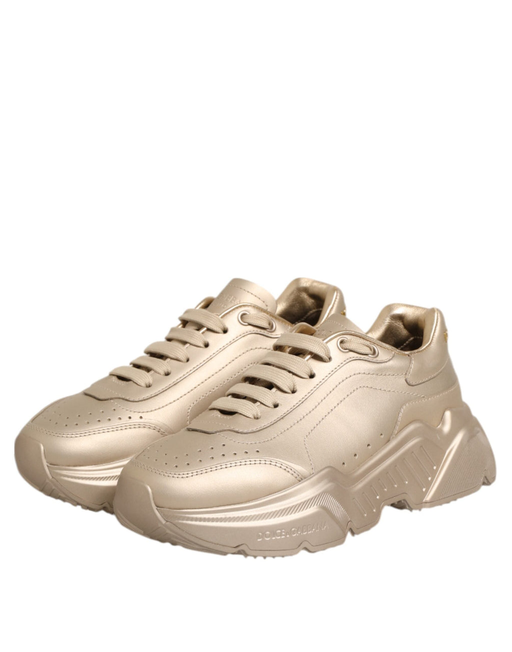 Dolce & Gabbana Gold Leather Daymaster Women Sneaker Shoes Dolce & Gabbana