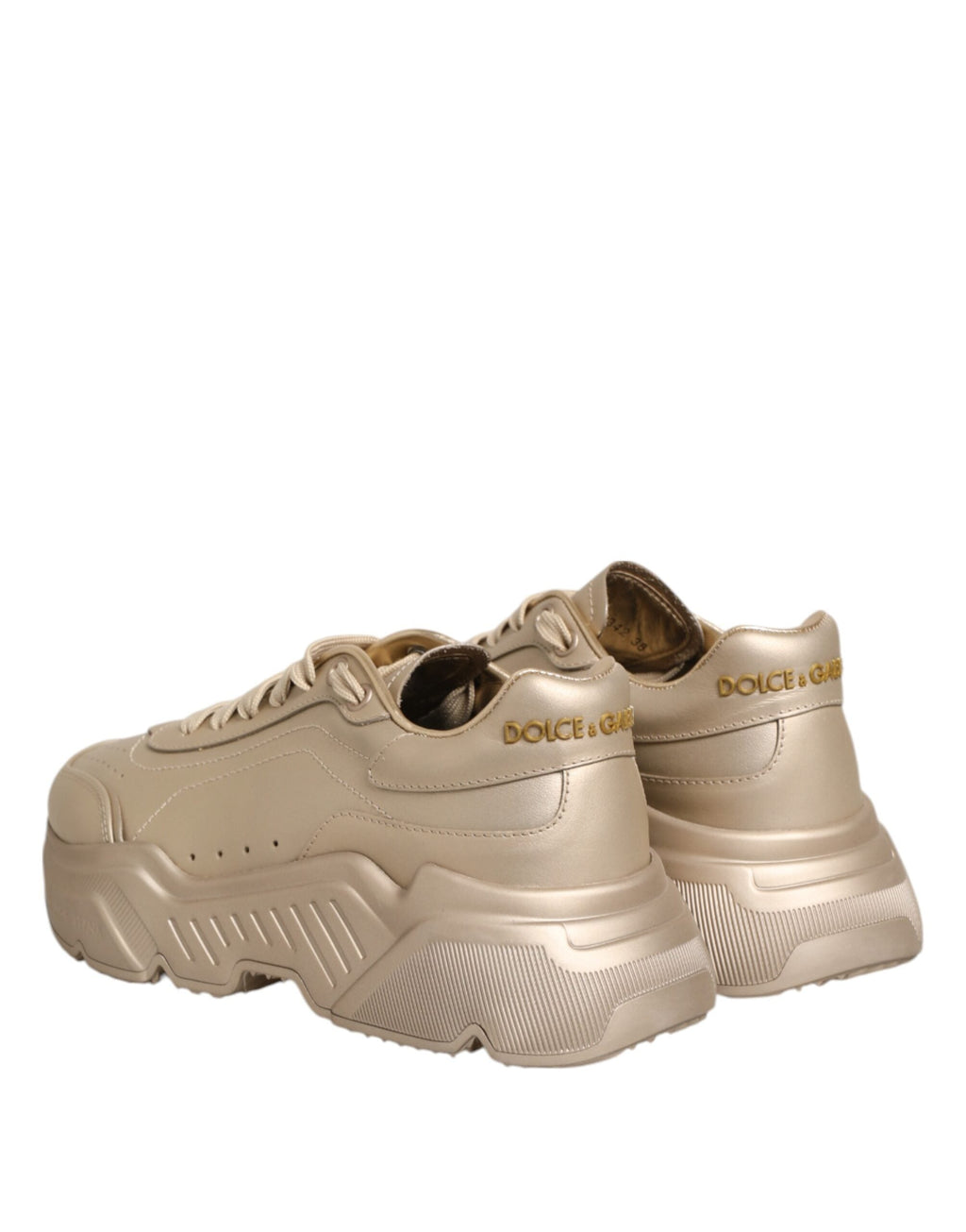 Dolce & Gabbana Gold Leather Daymaster Women Sneaker Shoes Dolce & Gabbana