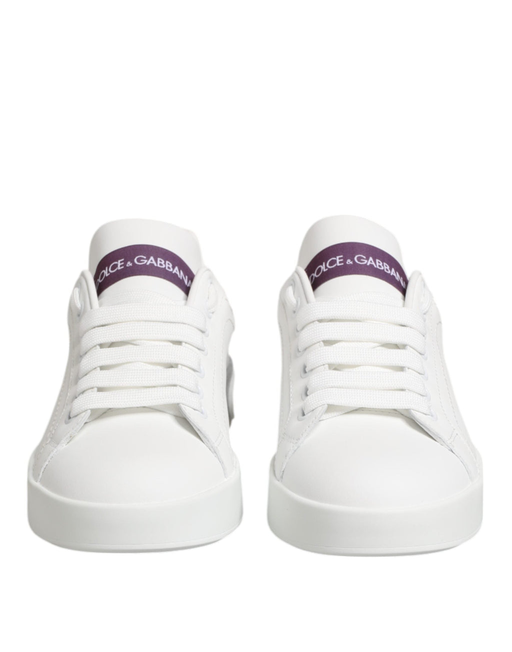 Dolce & Gabbana White Purple Leather Low Top Sneakers Shoes Dolce & Gabbana