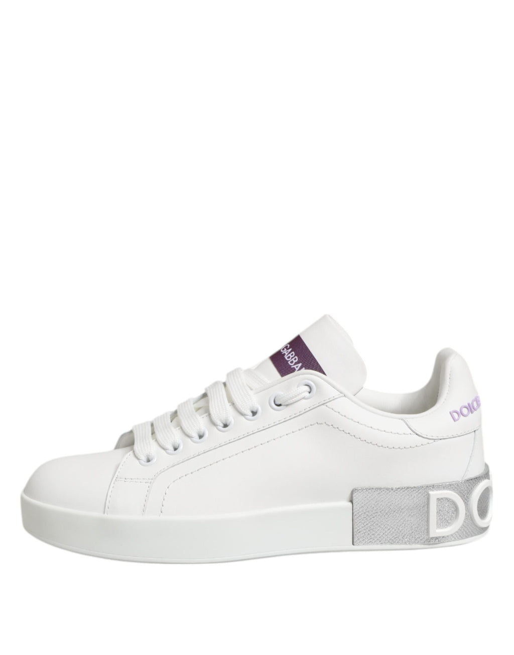 Dolce & Gabbana White Purple Leather Low Top Sneakers Shoes Dolce & Gabbana