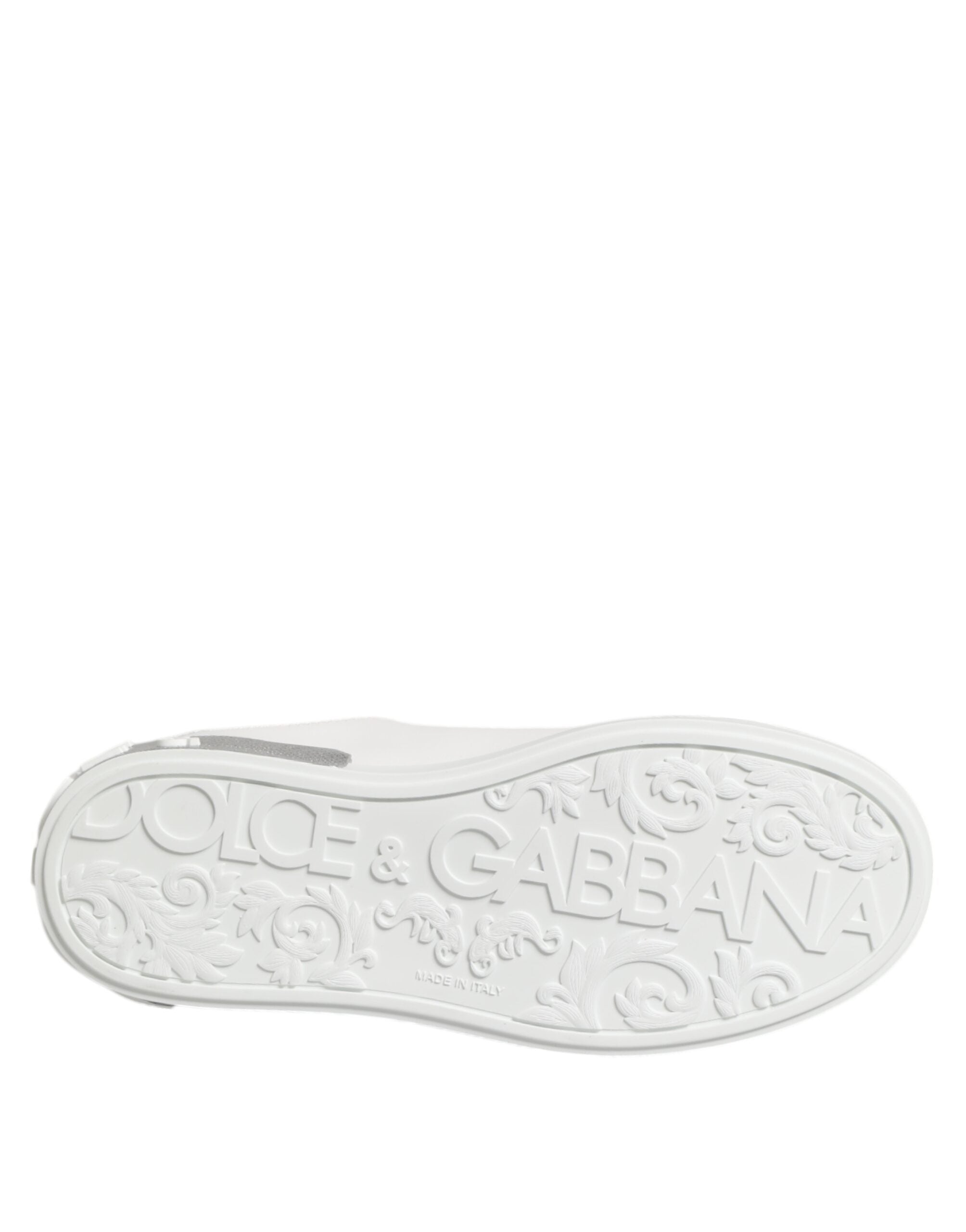 Dolce & Gabbana White Purple Leather Low Top Sneakers Shoes Dolce & Gabbana