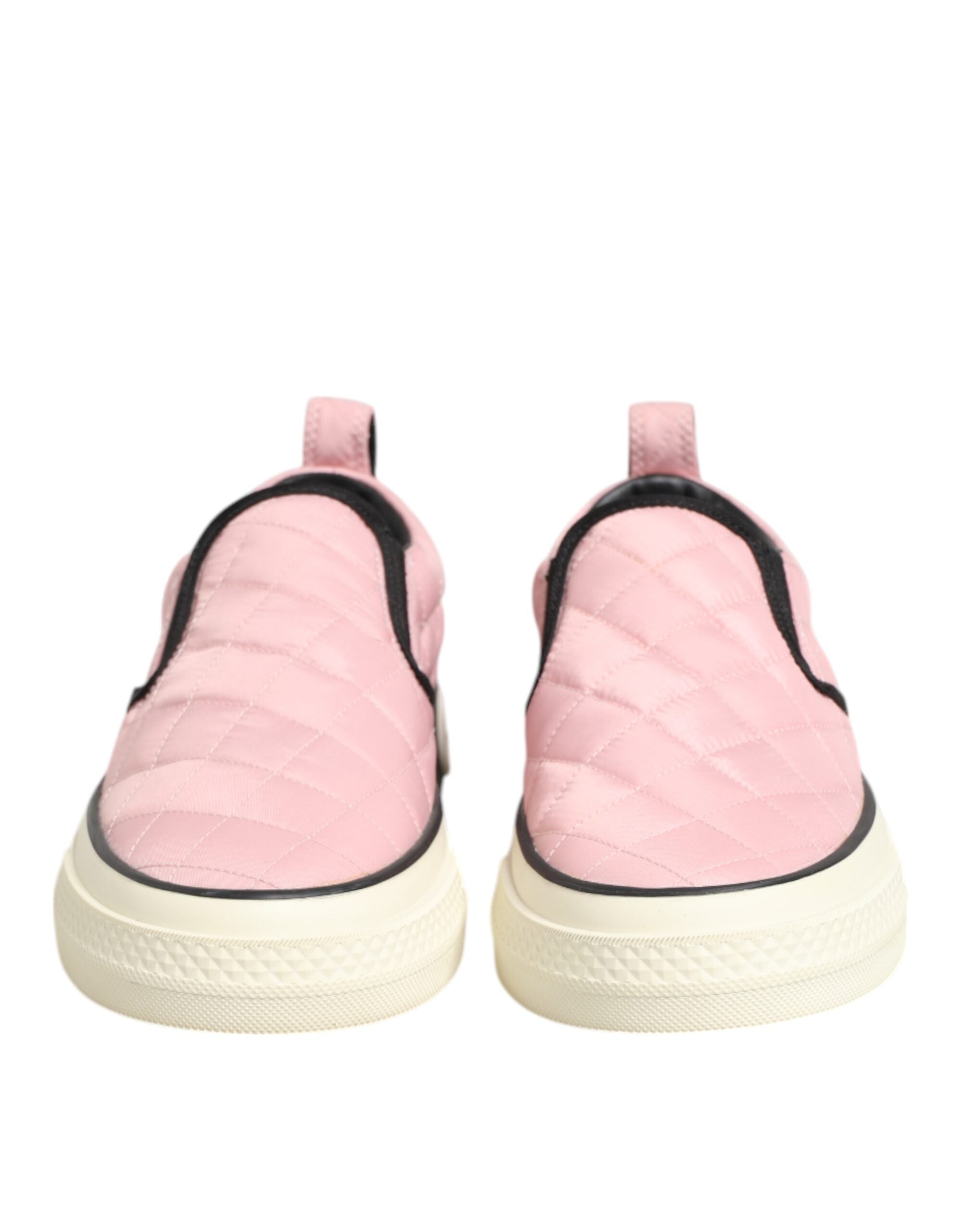 Dolce & Gabbana Pink Quilted Nylon Slip-On Sneaker Shoes Dolce & Gabbana