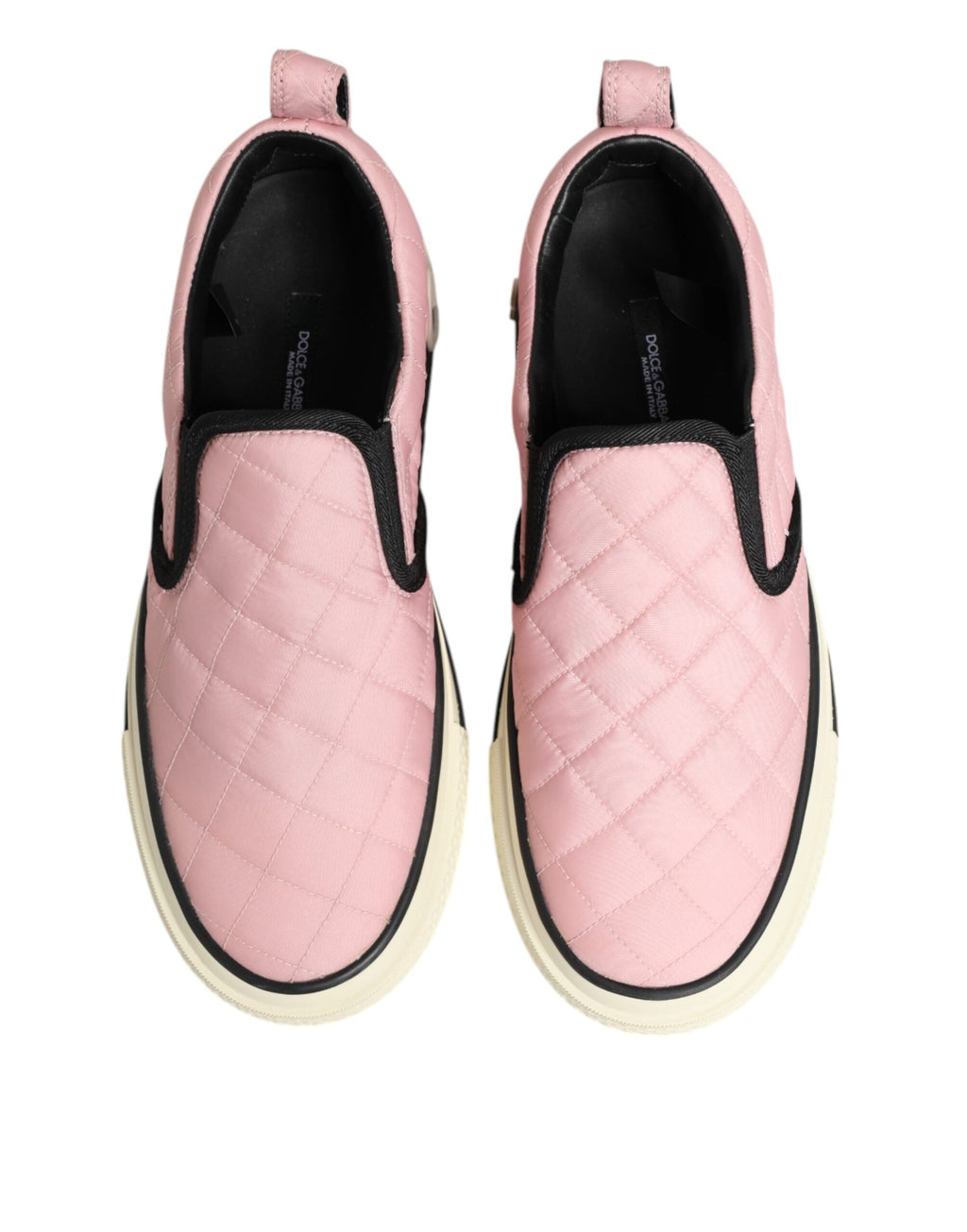 Dolce & Gabbana Pink Quilted Nylon Slip-On Sneaker Shoes Dolce & Gabbana