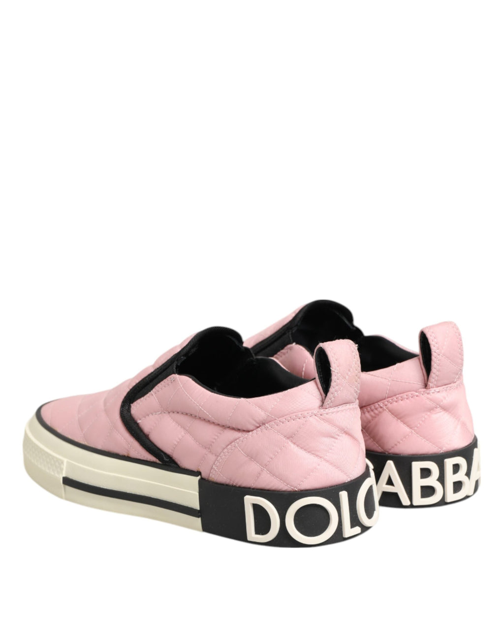 Dolce & Gabbana Pink Quilted Nylon Slip-On Sneaker Shoes Dolce & Gabbana