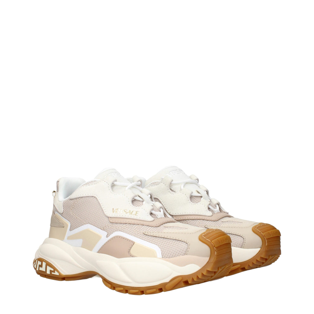 Versace Beige Fabric Chunky Sneakers Versace