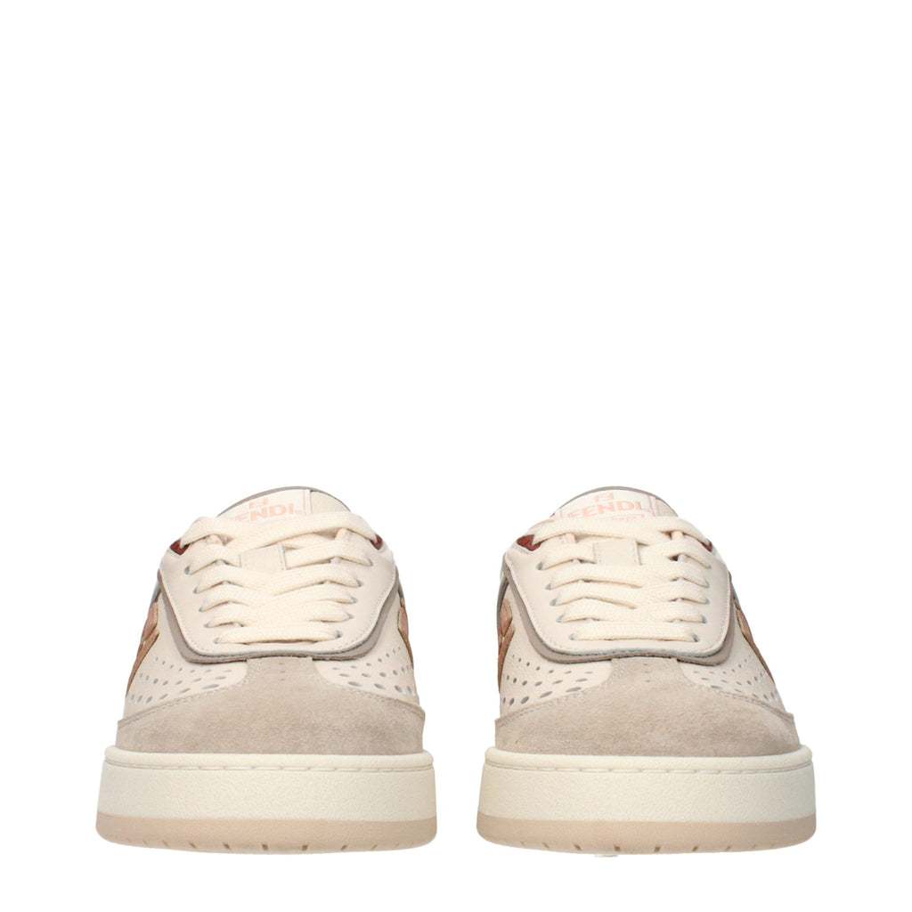 Fendi Beige Leather Low Top Sneakers Fendi