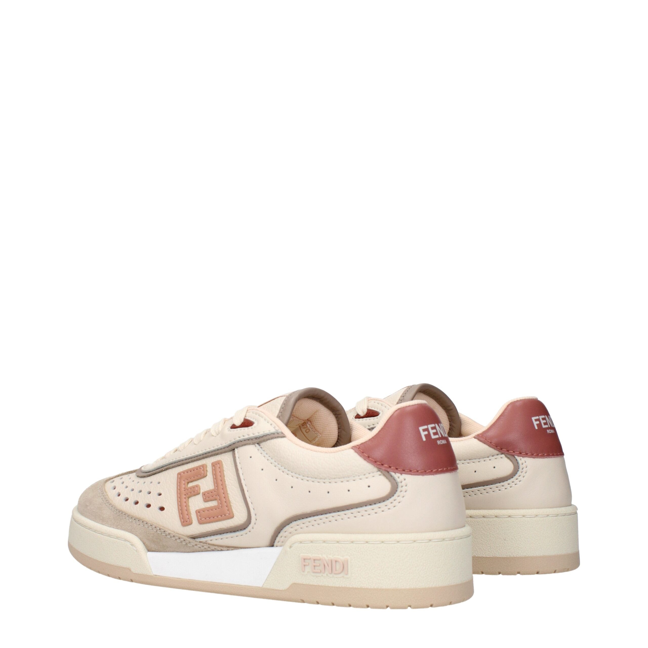 Fendi Beige Leather Low Top Sneakers Fendi