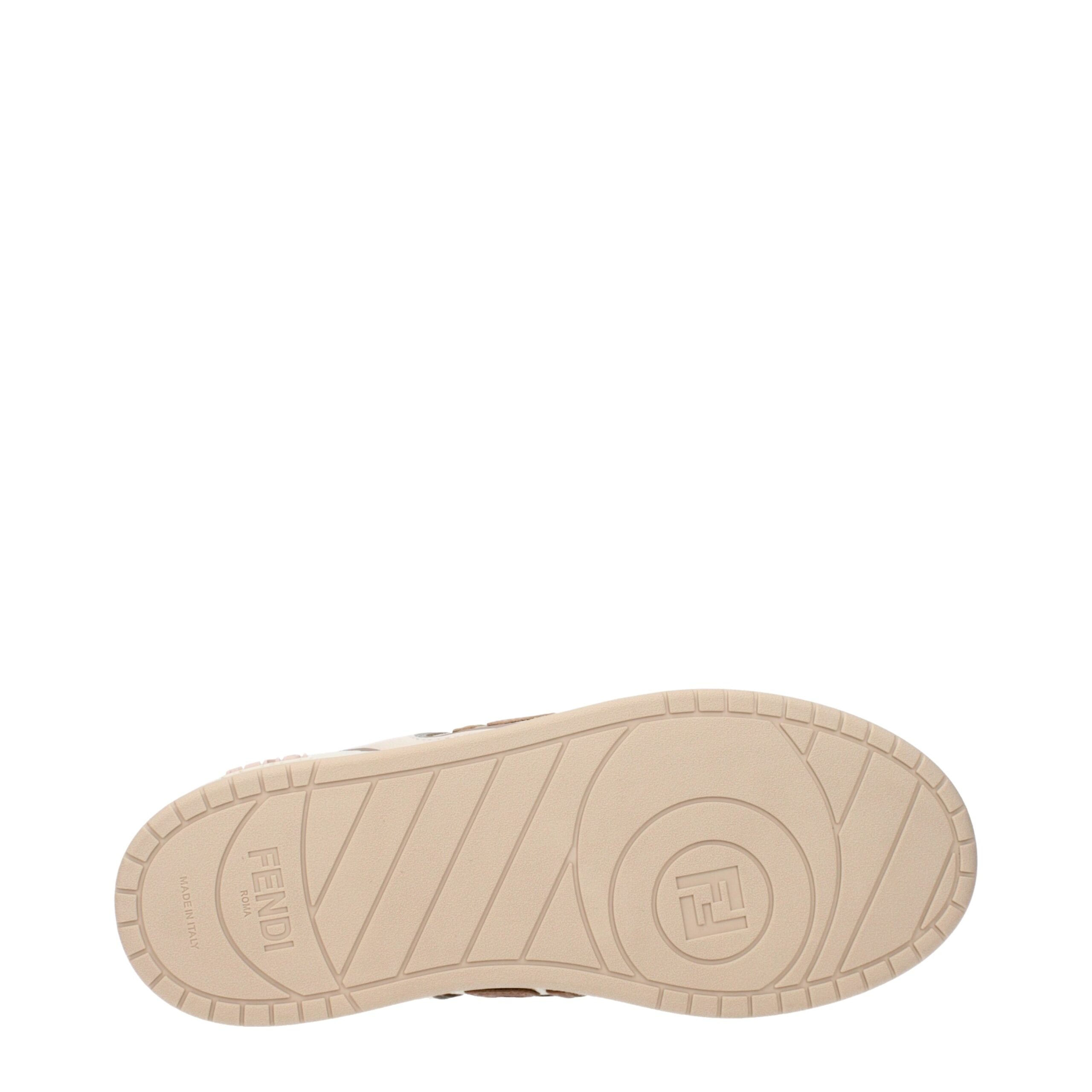 Fendi Beige Leather Low Top Sneakers Fendi