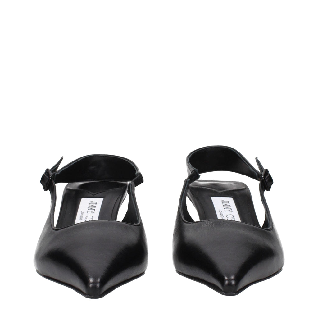 Jimmy Choo Black Leather Flat Sandals Jimmy Choo