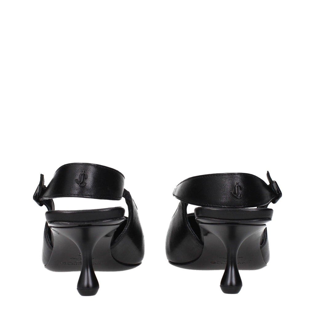 Jimmy Choo Black Leather Flat Sandals Jimmy Choo