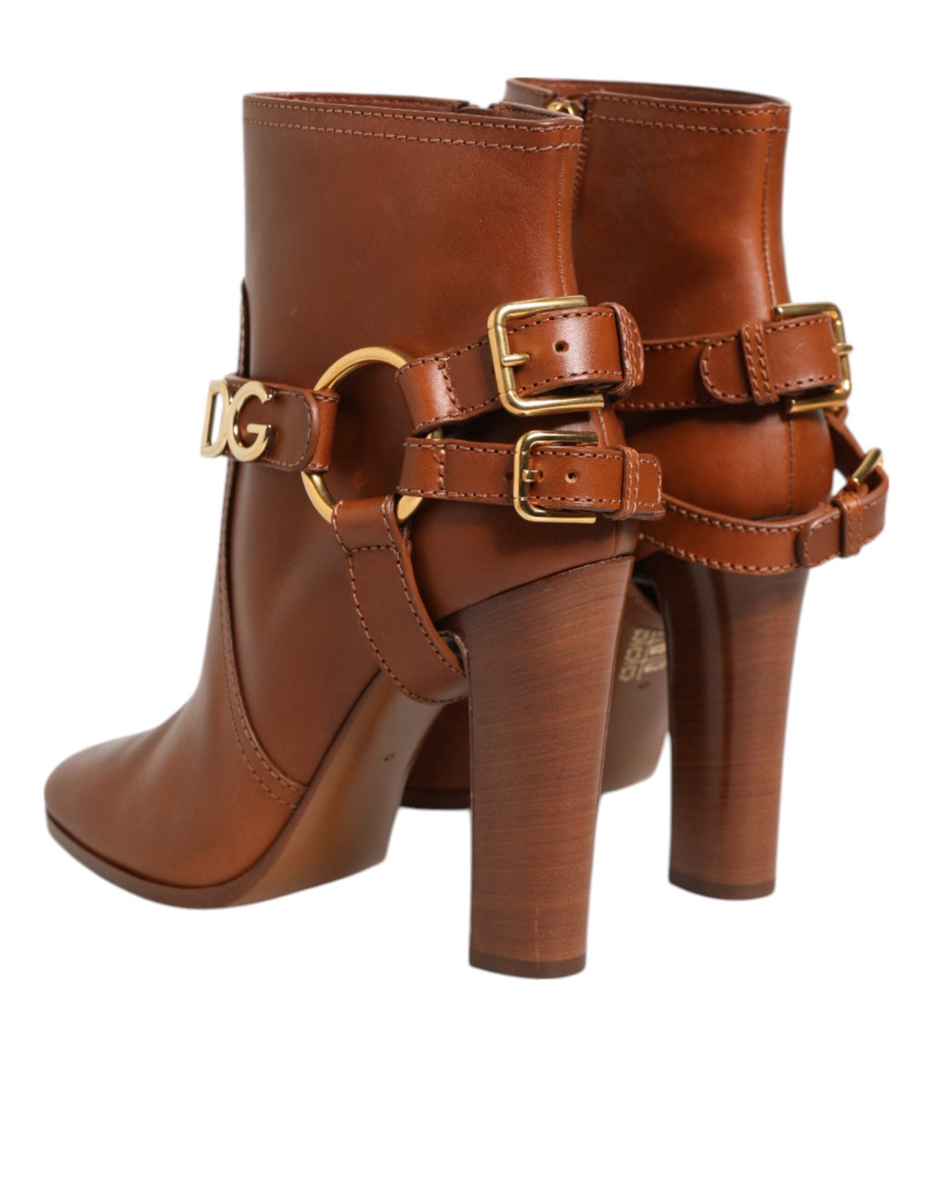 Dolce & Gabbana Brown Leather DG Logo Buckle Ankle Boots Shoes Dolce & Gabbana