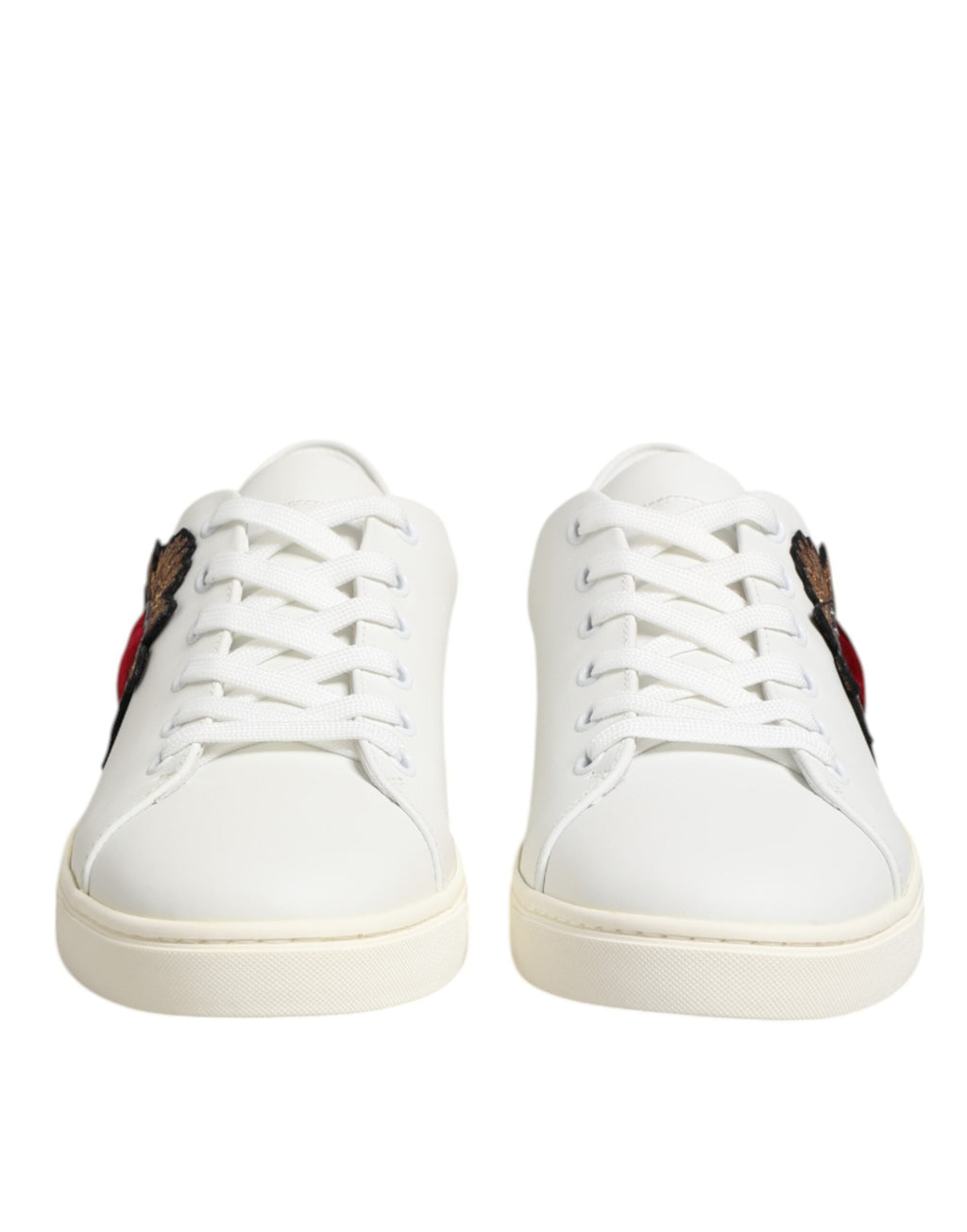 Dolce & Gabbana White Leather Sacre Heart Patch Sneakers  Shoes Dolce & Gabbana