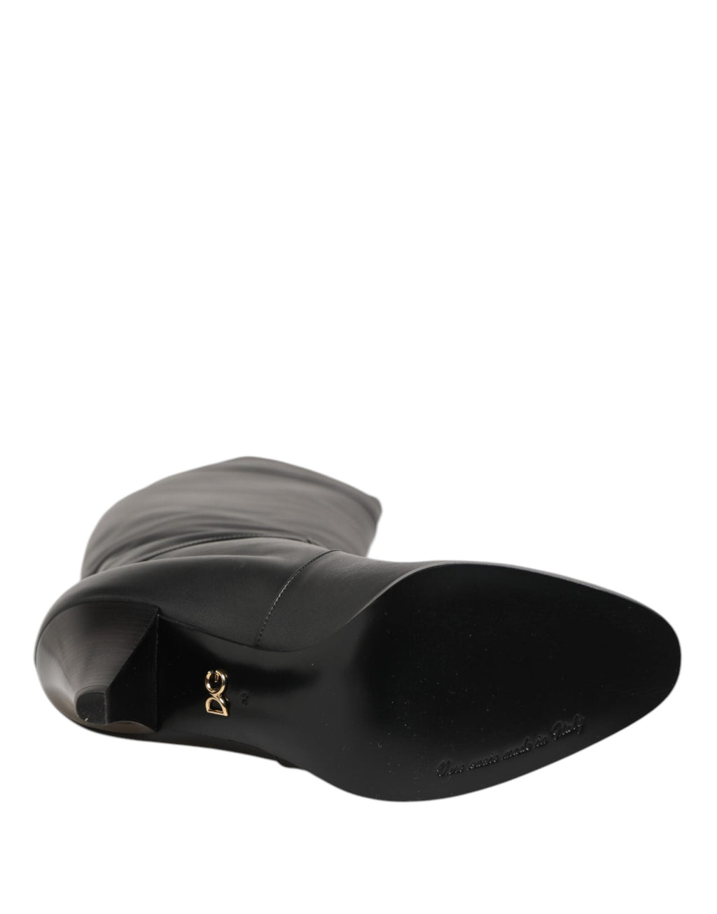 Dolce & Gabbana Black Leather Over-The-Knee DG Boots  Shoes Dolce & Gabbana