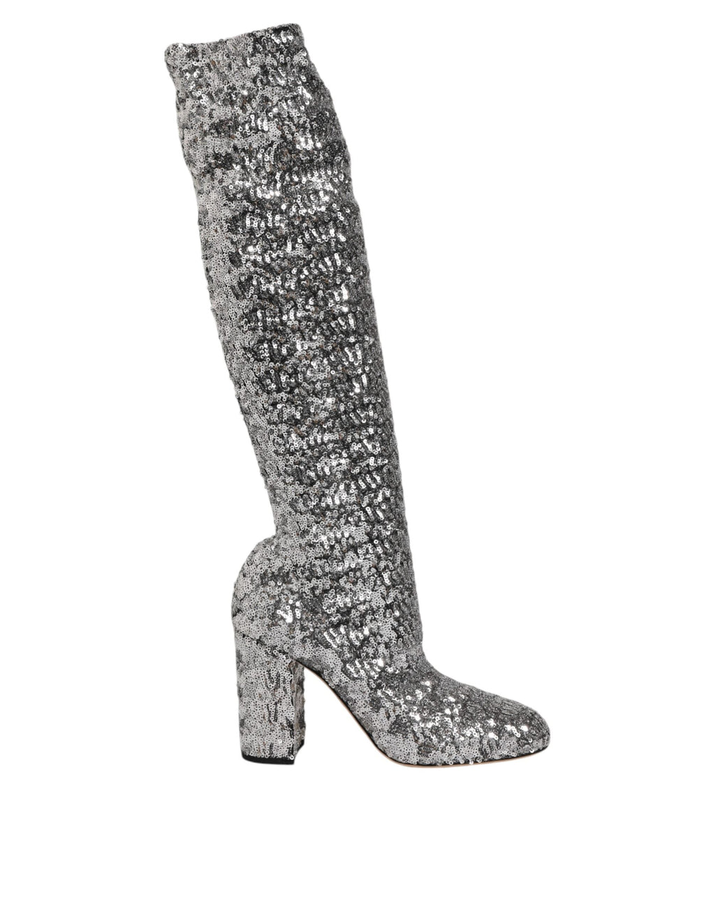 Dolce & Gabbana Shoes Silver Sequins Glitter High Heel Boot Shoes Dolce & Gabbana