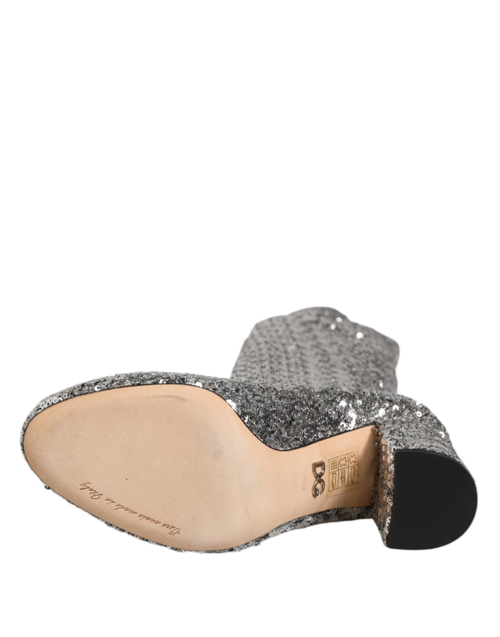 Dolce & Gabbana Shoes Silver Sequins Glitter High Heel Boot Shoes Dolce & Gabbana