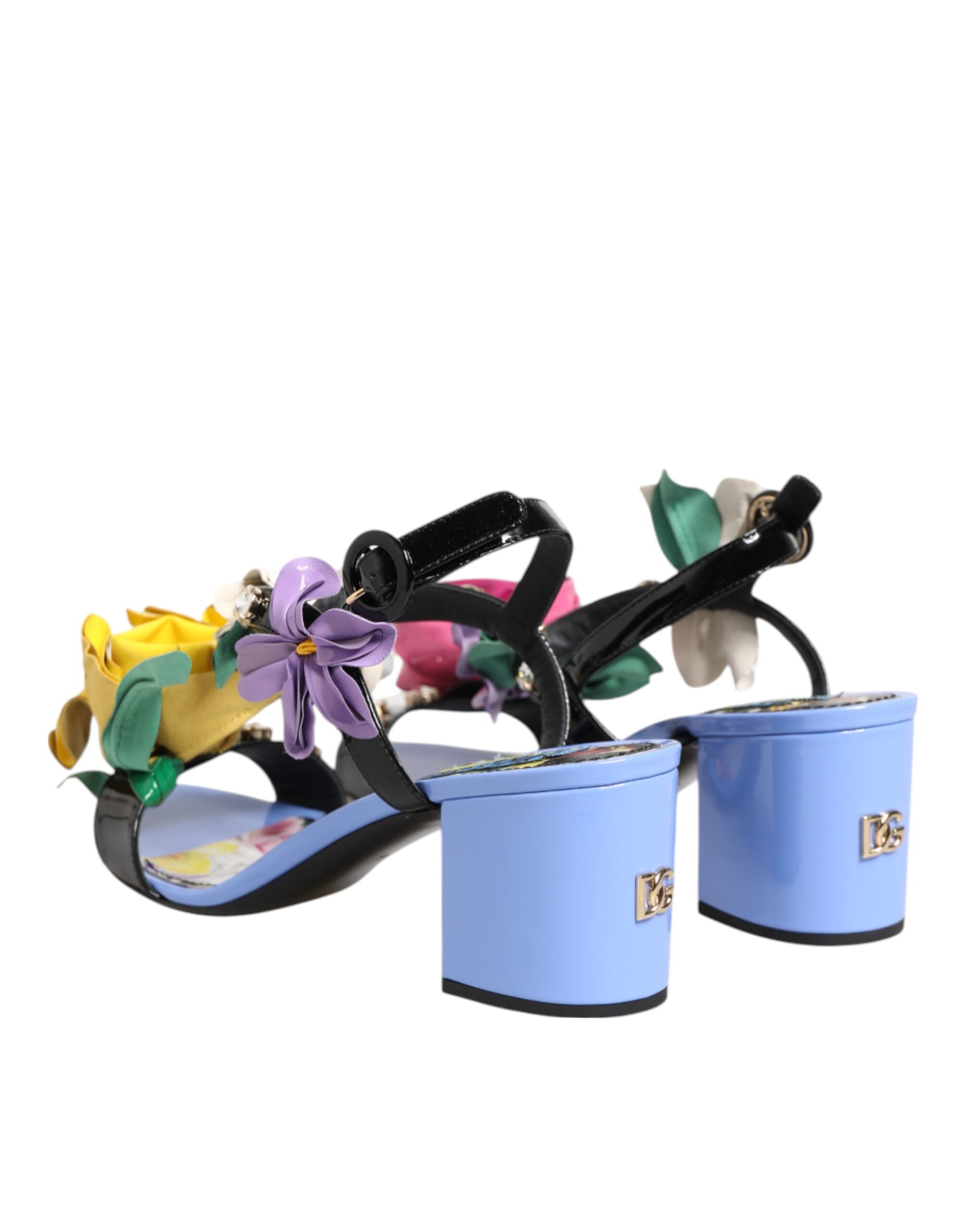 Dolce & Gabbana Multicolor Floral Appliqué Crystal Sandal Shoes Dolce & Gabbana