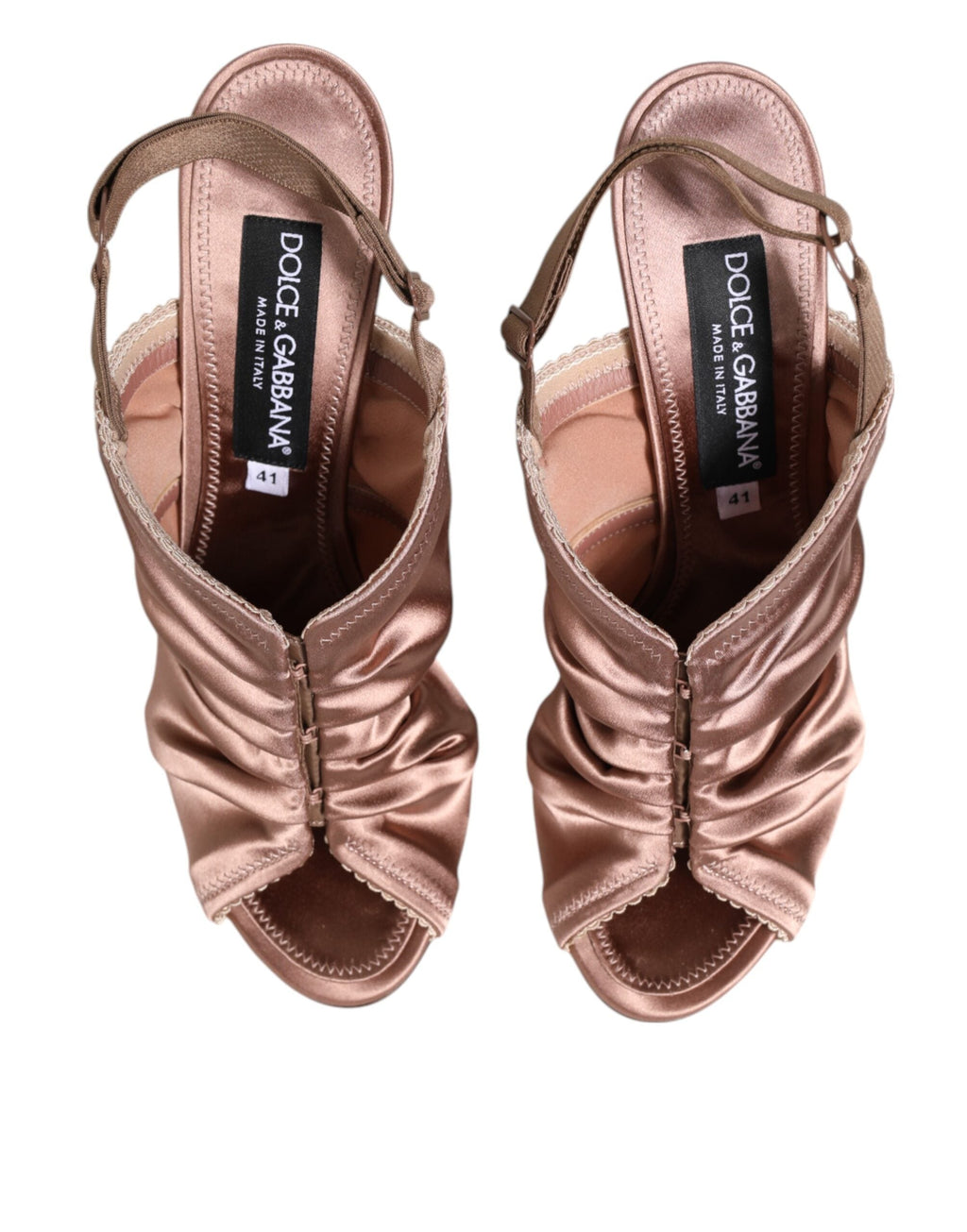 Dolce & Gabbana Bronze Satin Ruched Slingback Sandals Shoes Dolce & Gabbana