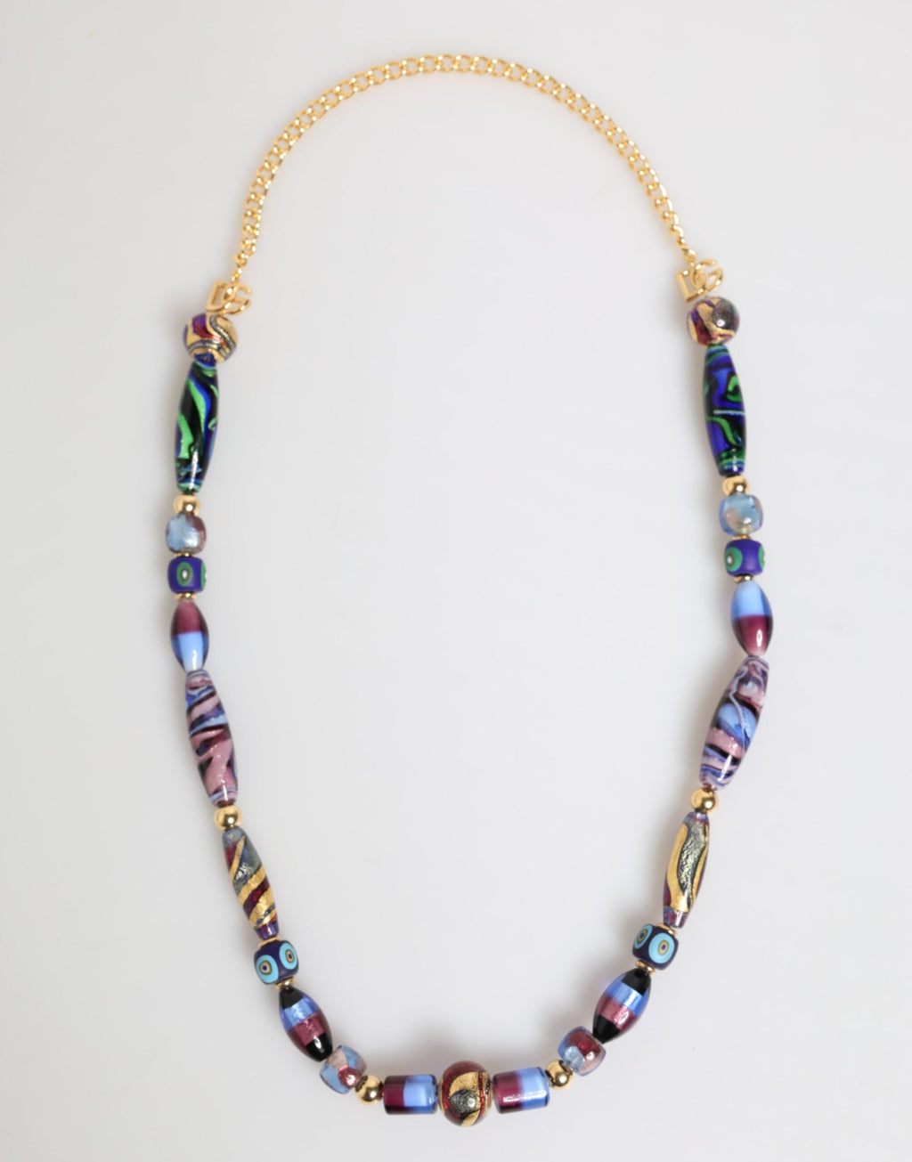Dolce & Gabbana Multicolor Murano Glass Beads Gold Brass Chain Jewelry Necklace Dolce & Gabbana