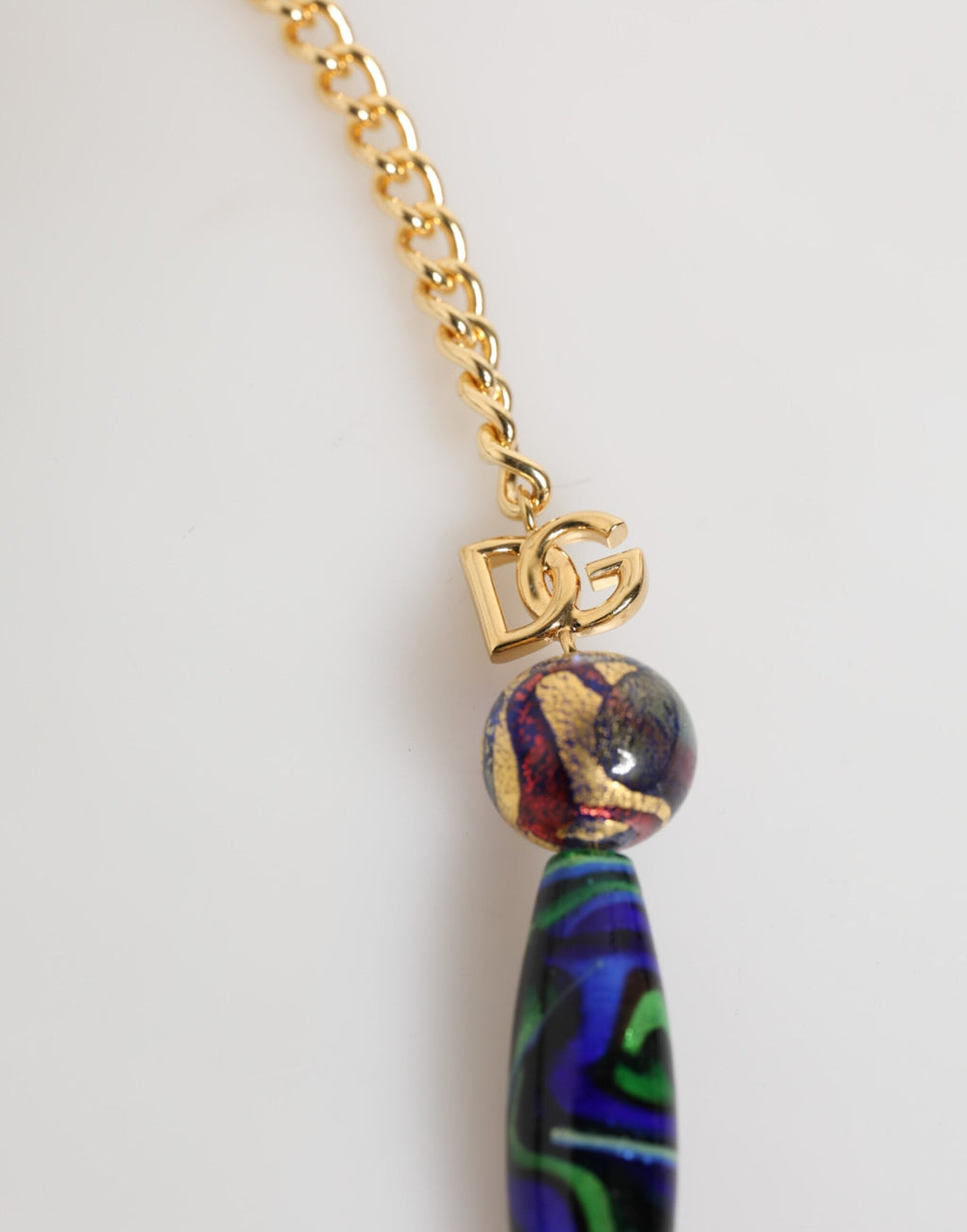 Dolce & Gabbana Multicolor Murano Glass Beads Gold Brass Chain Jewelry Necklace Dolce & Gabbana