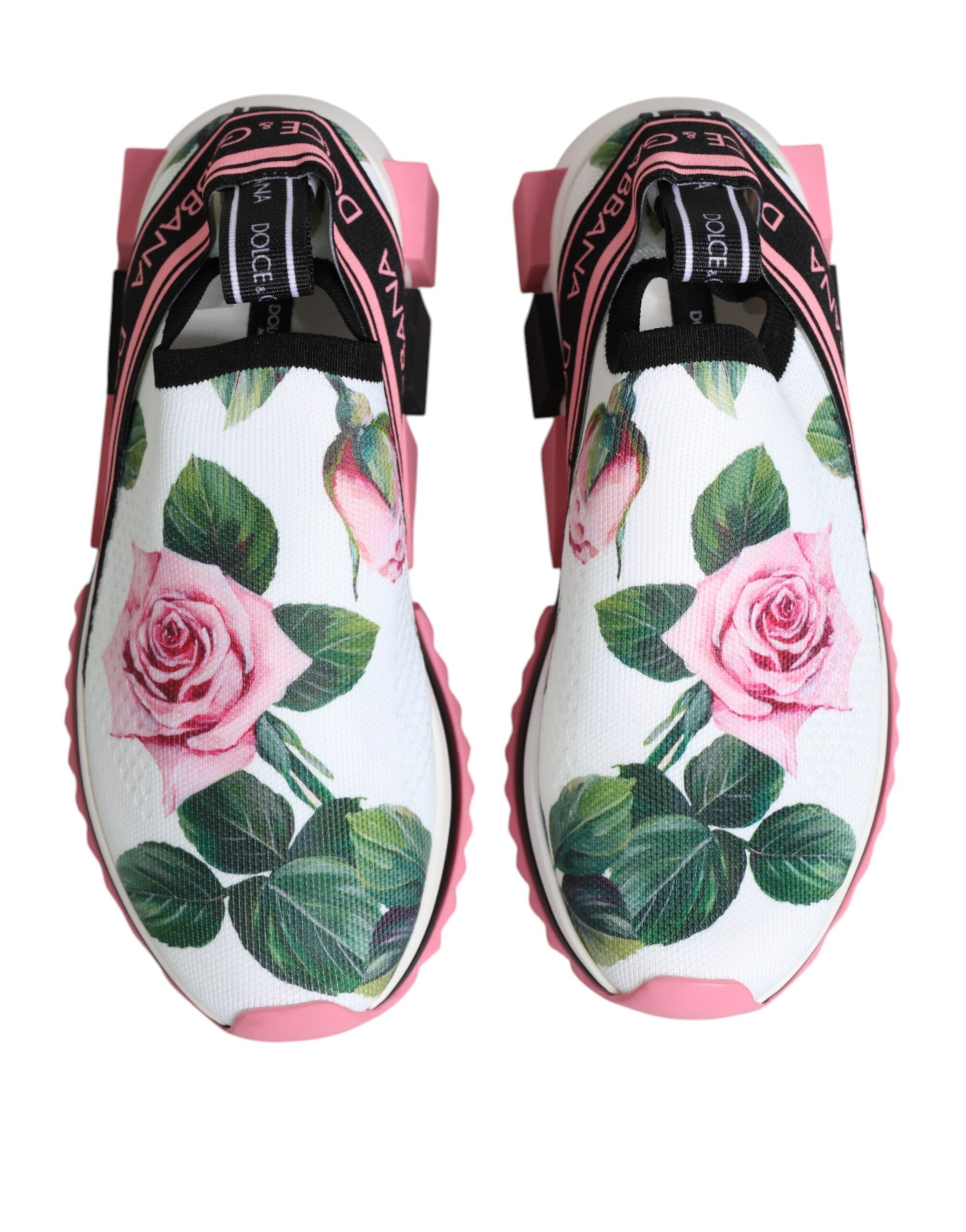 Dolce & Gabbana White Rose Print Sorrento Sneakers Shoes Dolce & Gabbana