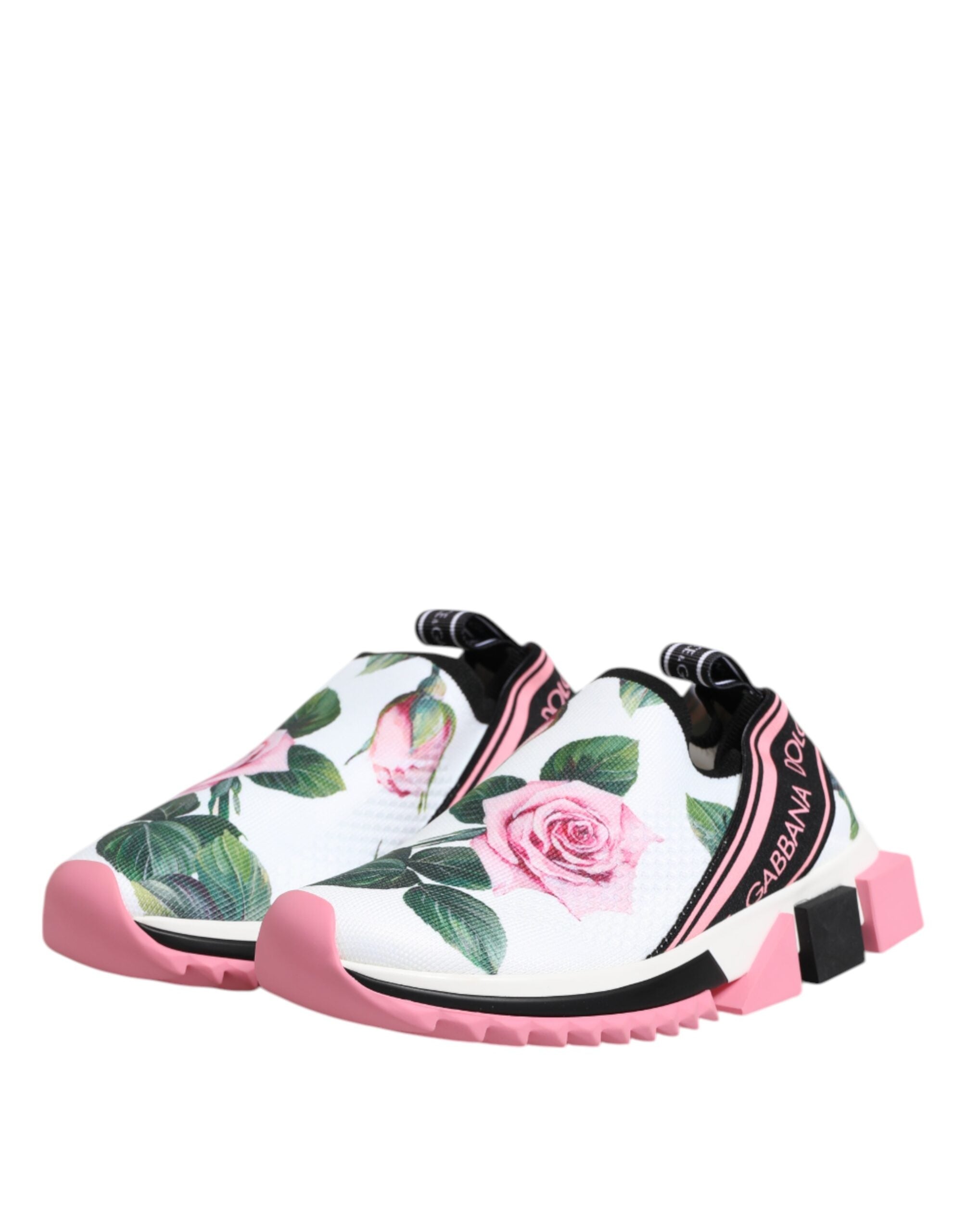 Dolce & Gabbana White Rose Print Sorrento Sneakers Shoes Dolce & Gabbana