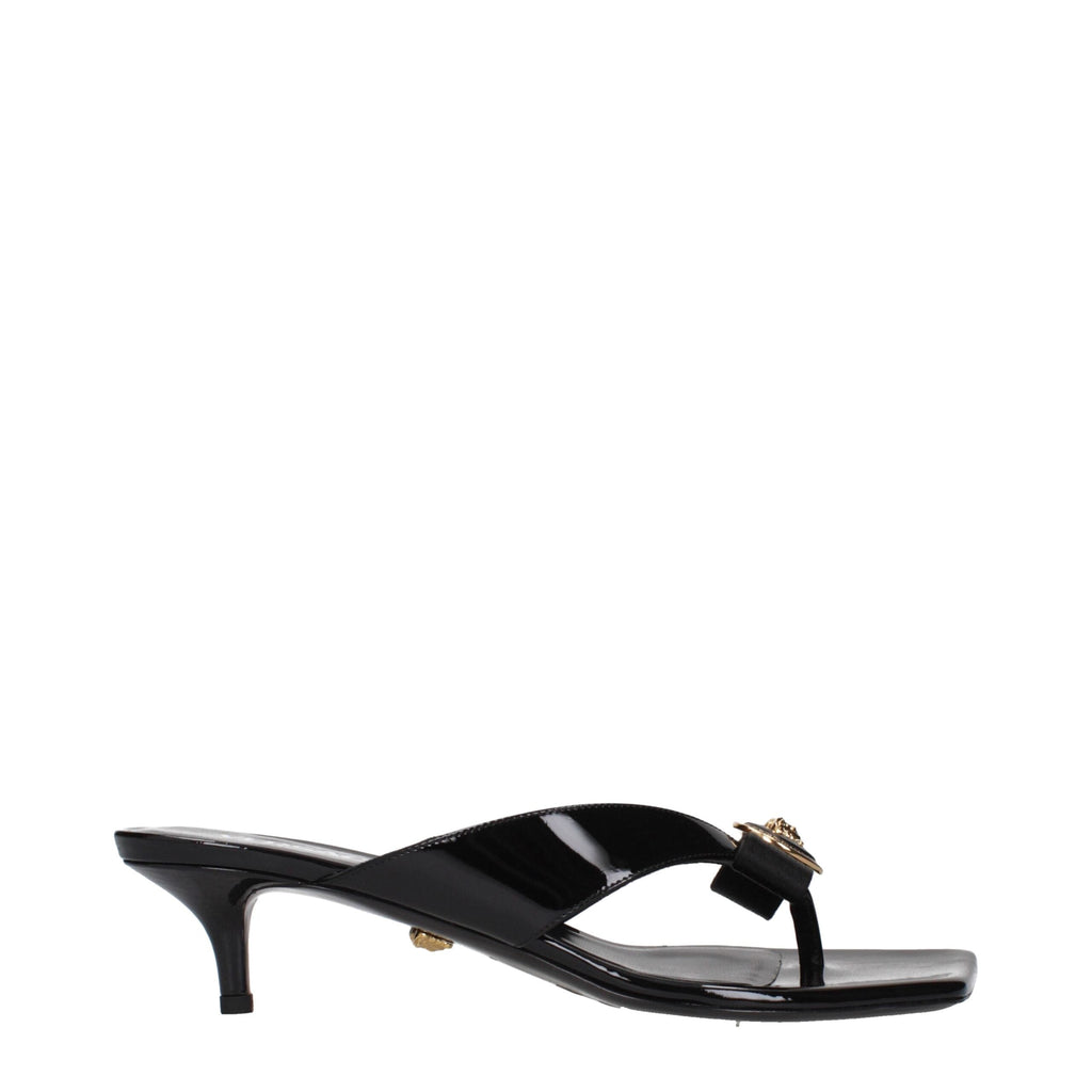 Versace Black Leather Stiletto Heel Sandals Versace