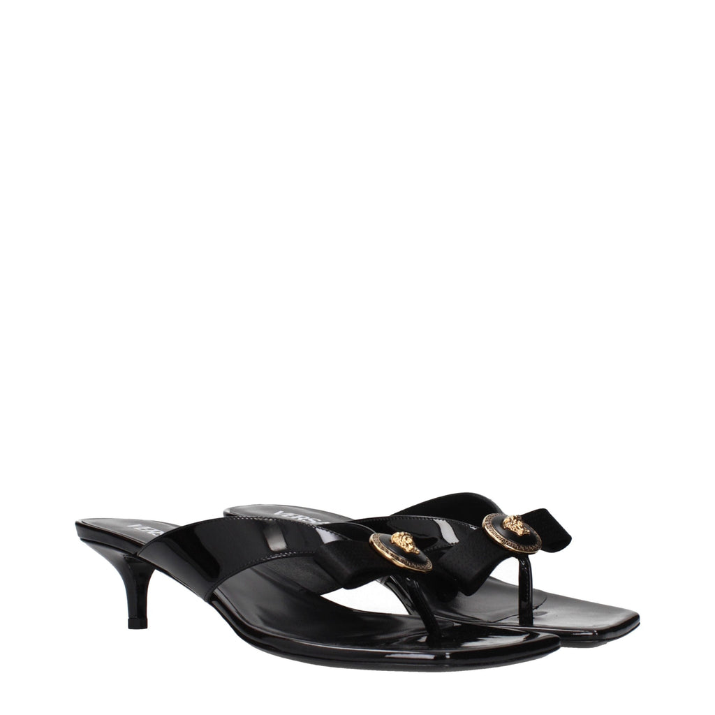 Versace Black Leather Stiletto Heel Sandals Versace