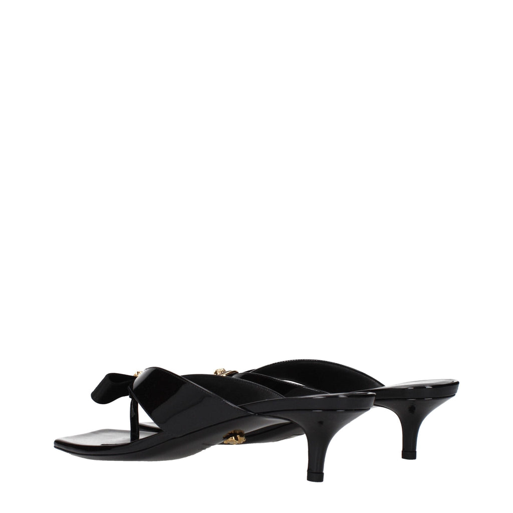 Versace Black Leather Stiletto Heel Sandals Versace